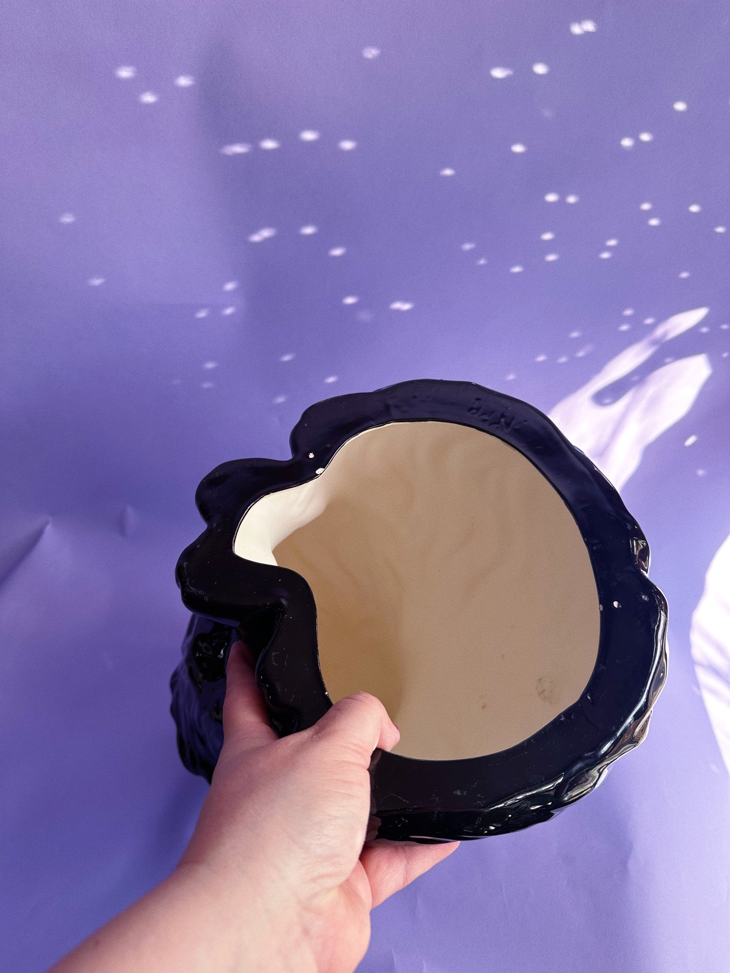 Vintage Large Black Persian Cat w Green Eyes 14” Ceramic Statue Sculpture Figure