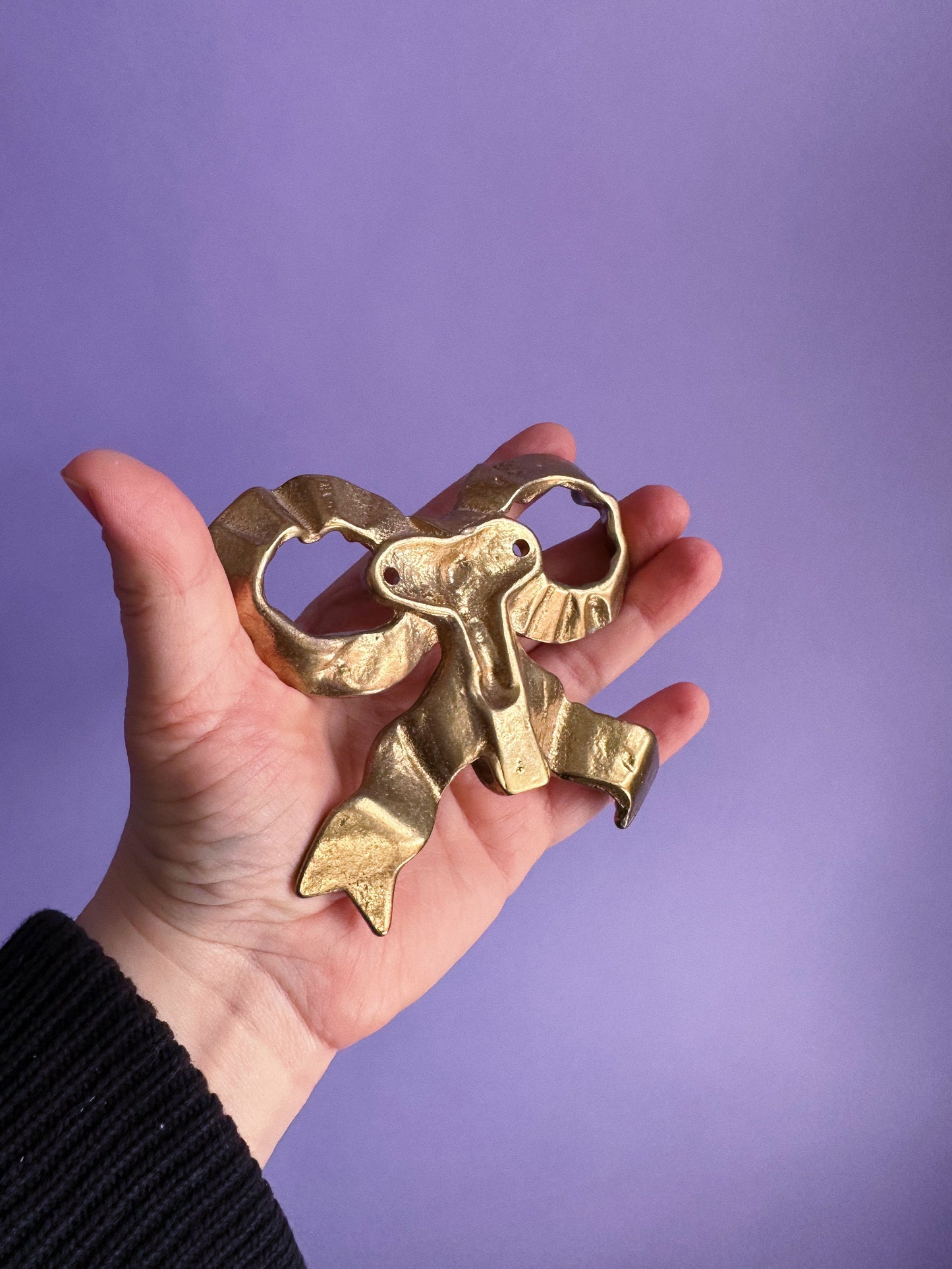 Vintage Brass Bow Wall Hook