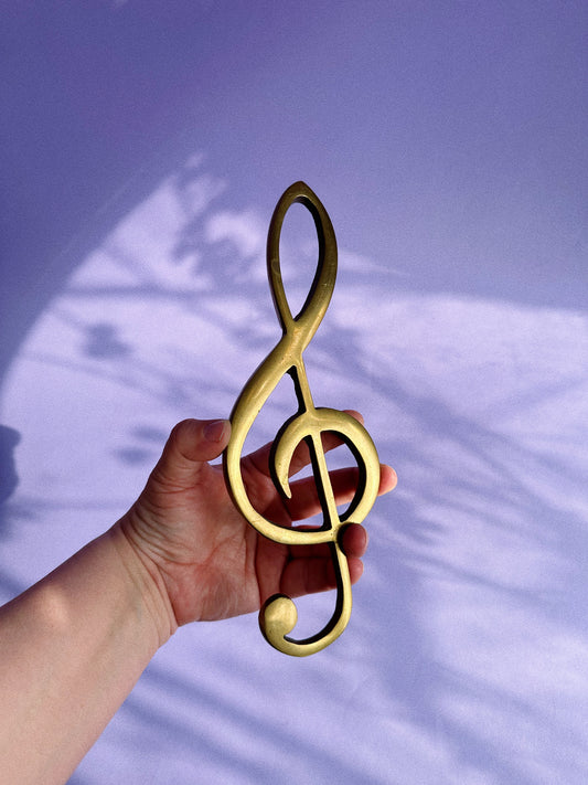 Vintage Brass Treble Clef Wall Hanging
