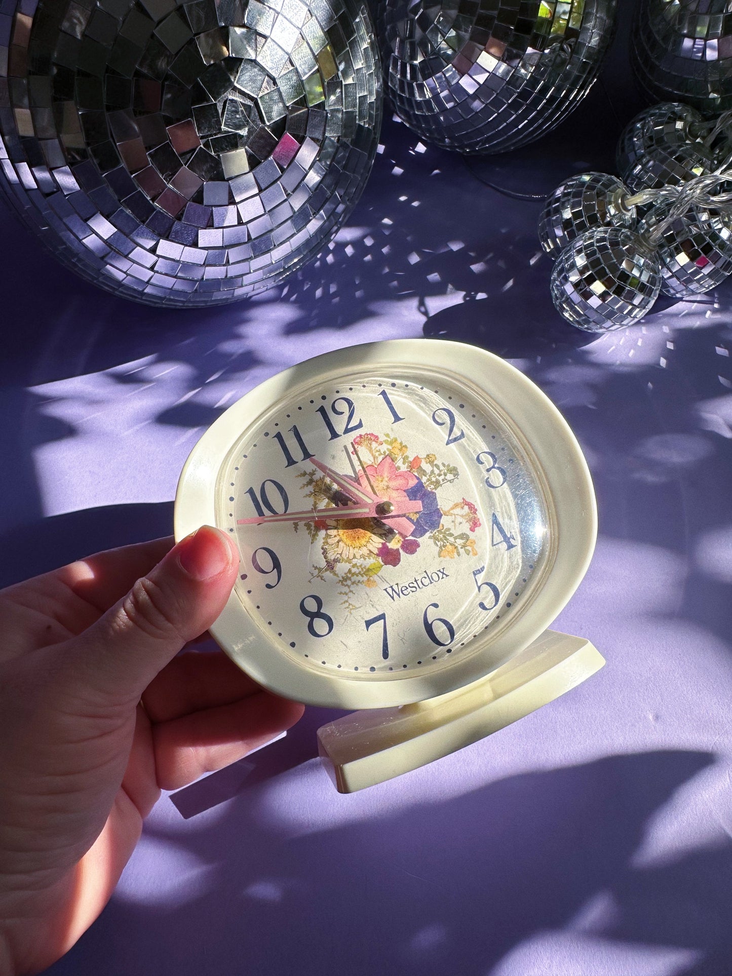 Vintage Westclox Wind-Up Alarm Clock w/ Floral Face Lady Ben
