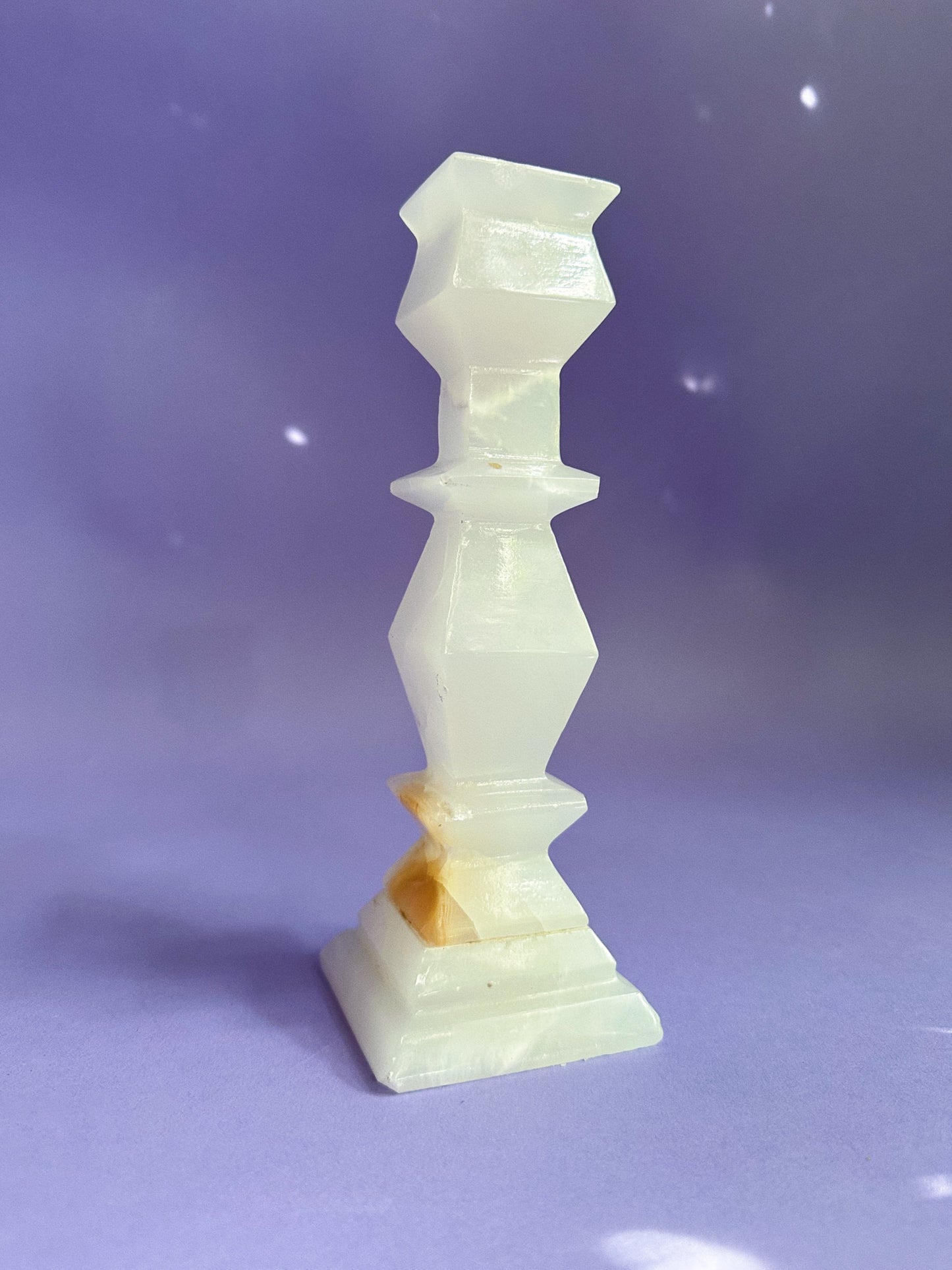 Singular Vintage Onyx Stone Candle Holder Candlestick