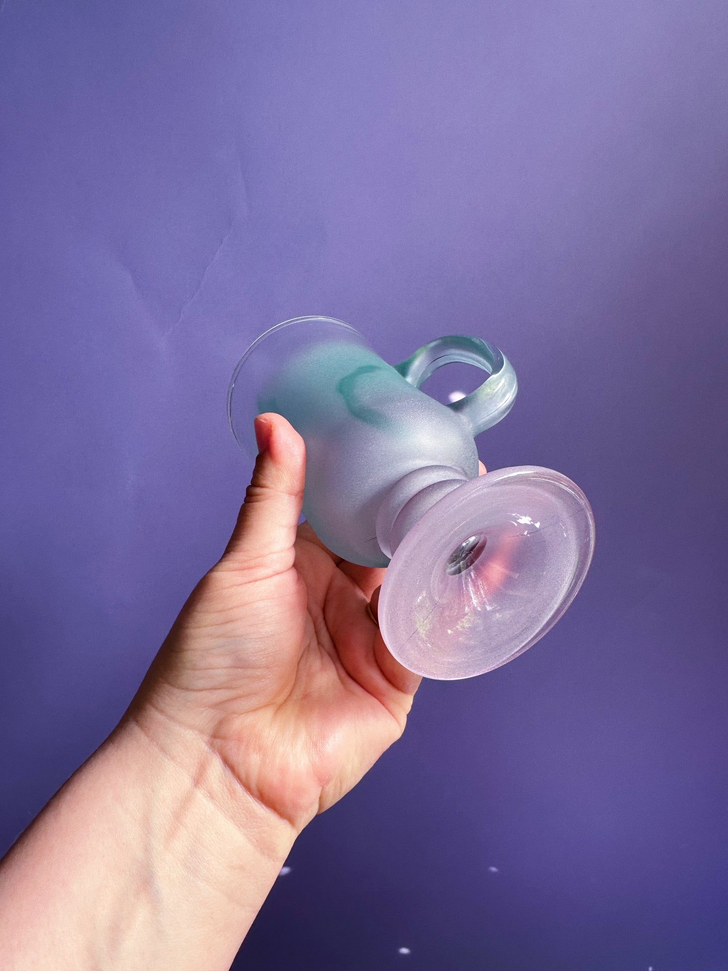 Vintage Libbey Frosted Footed Glass Mugs Cups with Handle, Set of 3