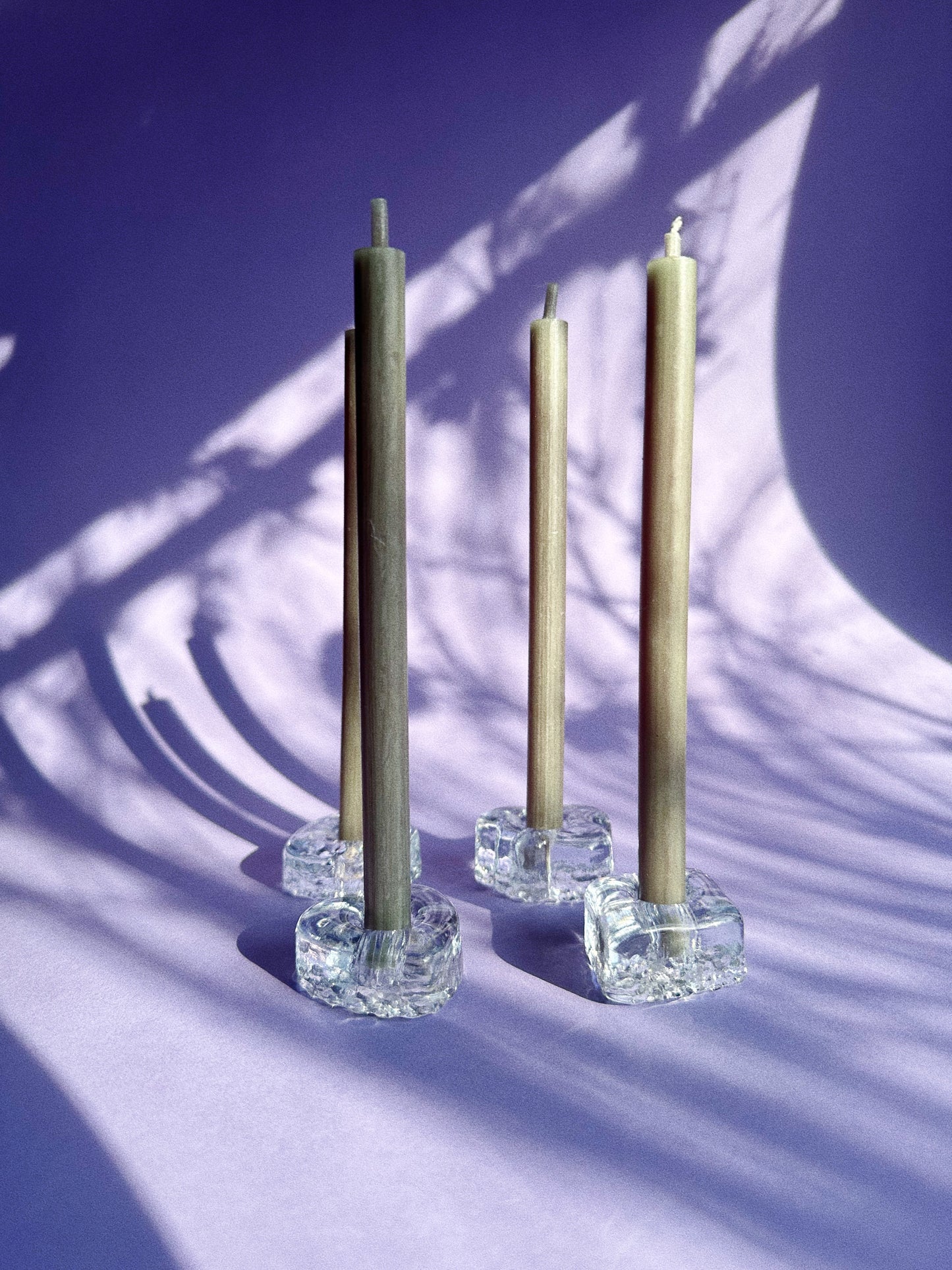 Vintage Card Deck Glass Tiny Taper Candle Holders