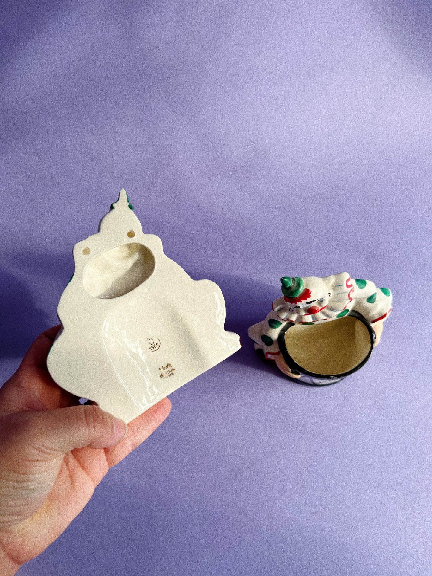 Vintage 1950s Ceramic Clown Wall Pockets