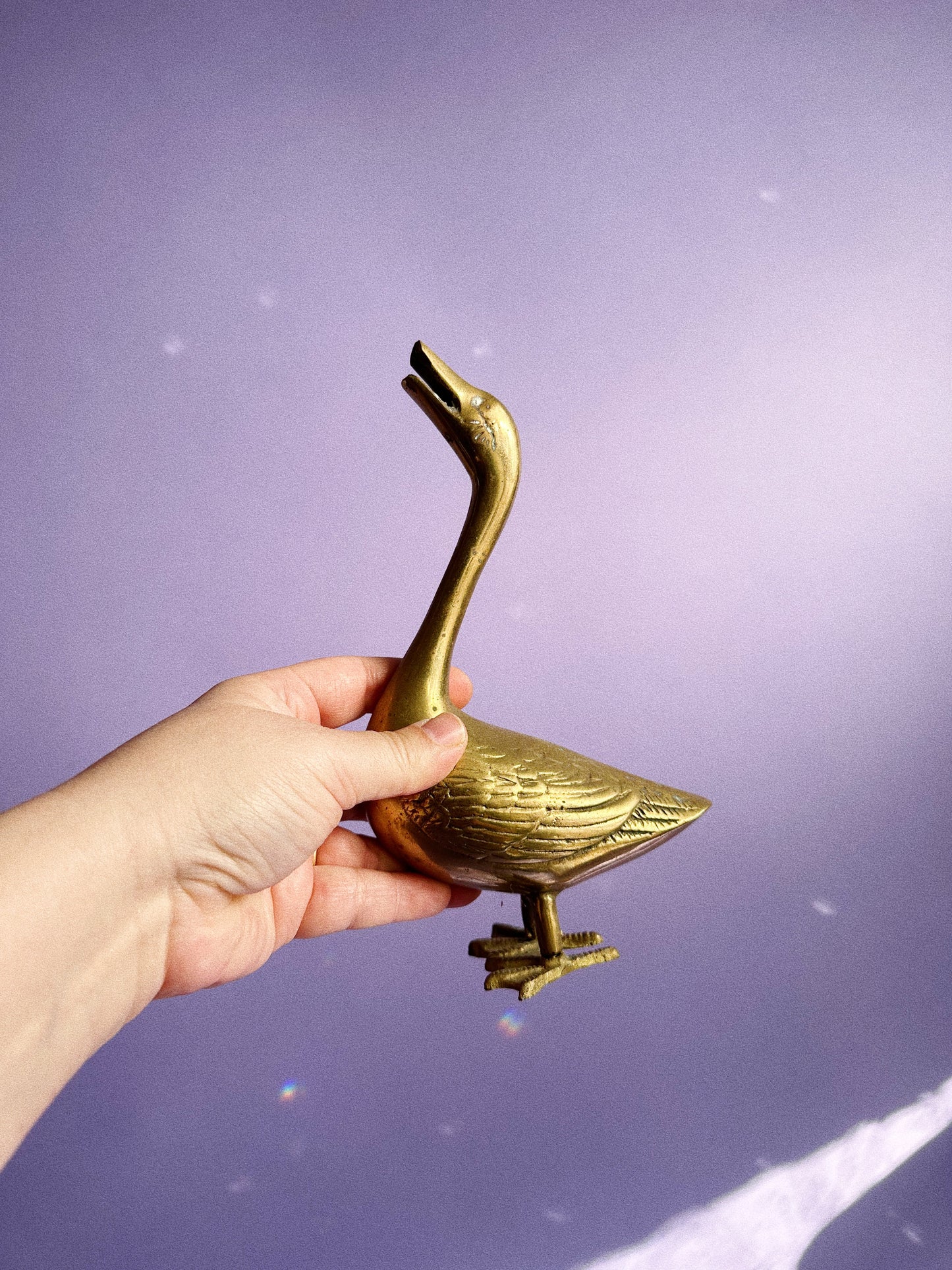 Vintage Brass Goose Figure Letter Note Holder / Sculpture