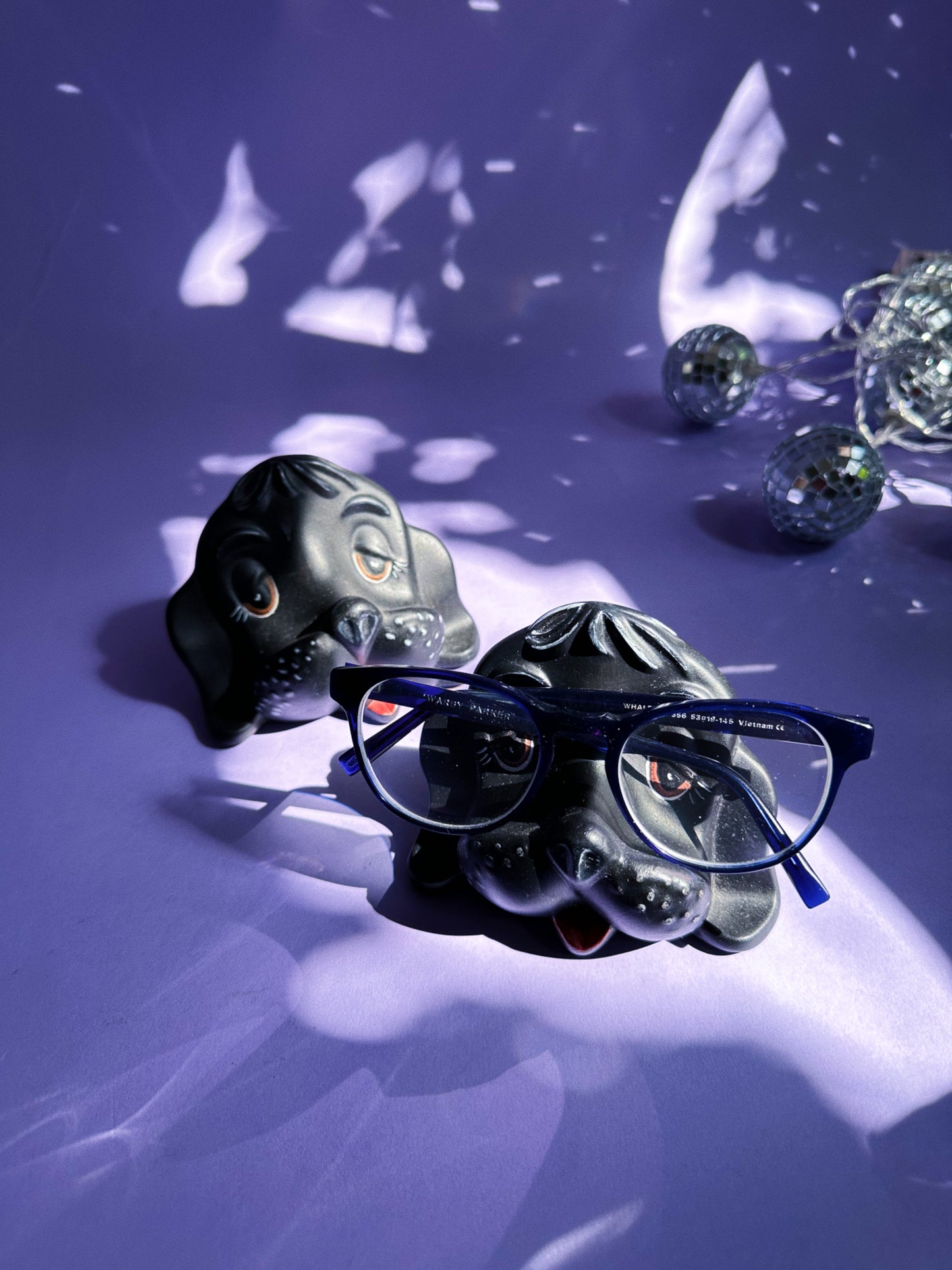 Ceramic Black Vintage Dog Eye / Sun Glasses Holders