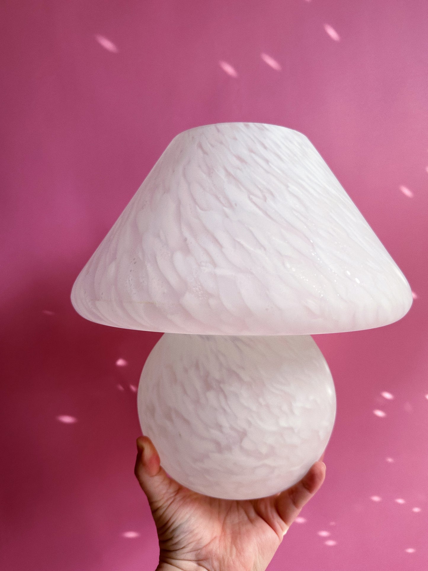 Vintage MCM Murano White Swirling Art Glass Mushroom Lamp Tested Works 12"X10"