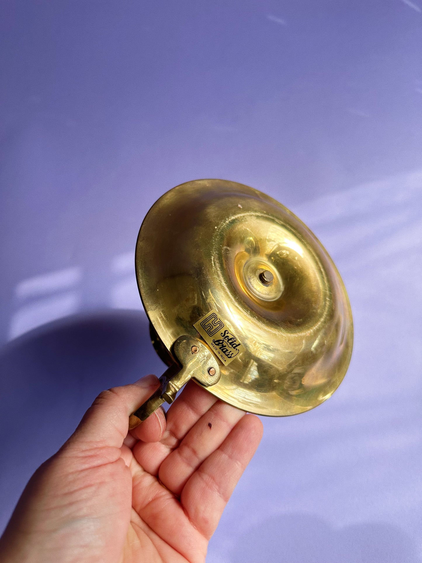 Vintage Brass Chamber Style Finger-Loop Candlestick Holder