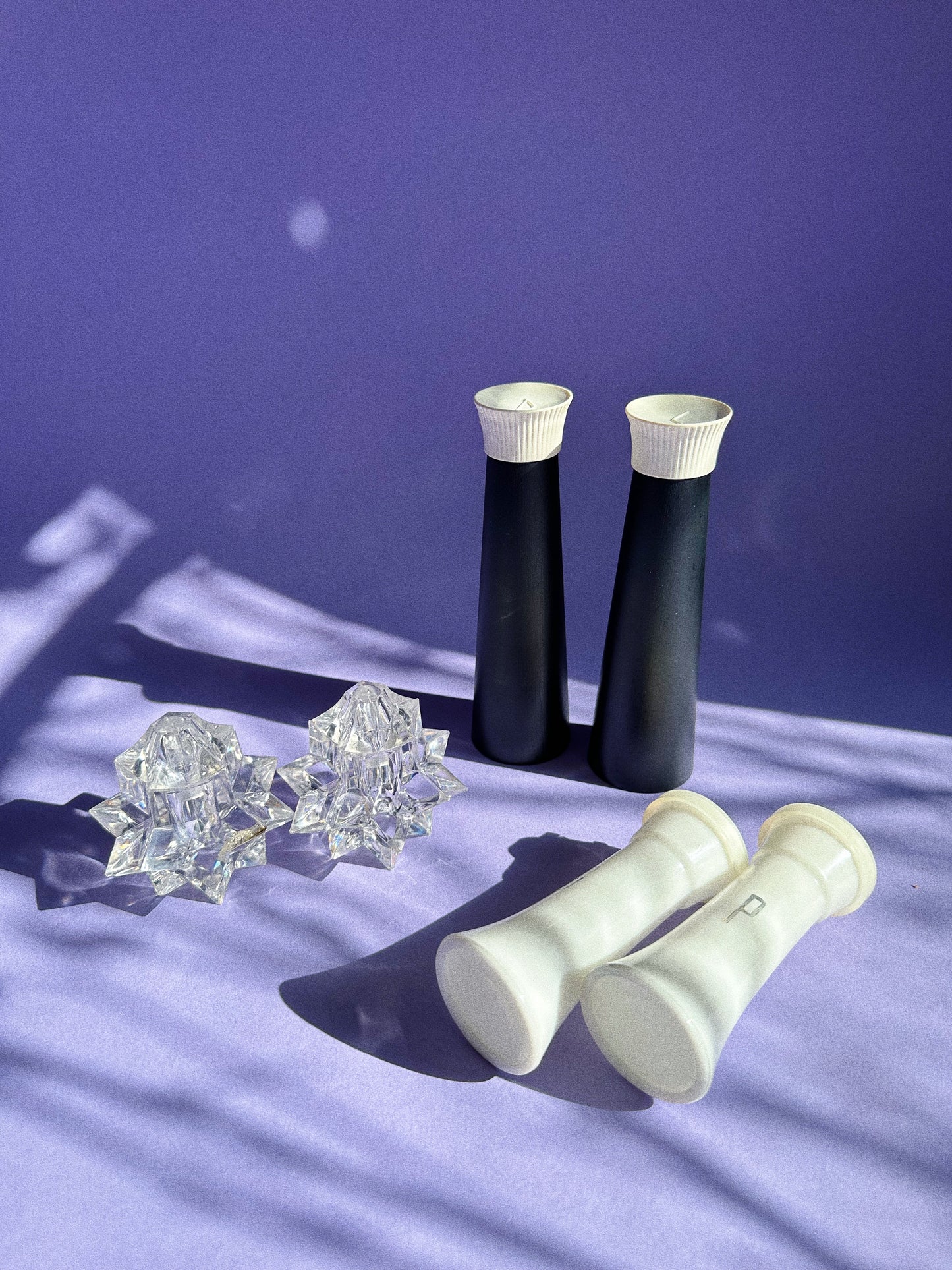 MCM Lucite Starburst Salt & Pepper Shakers