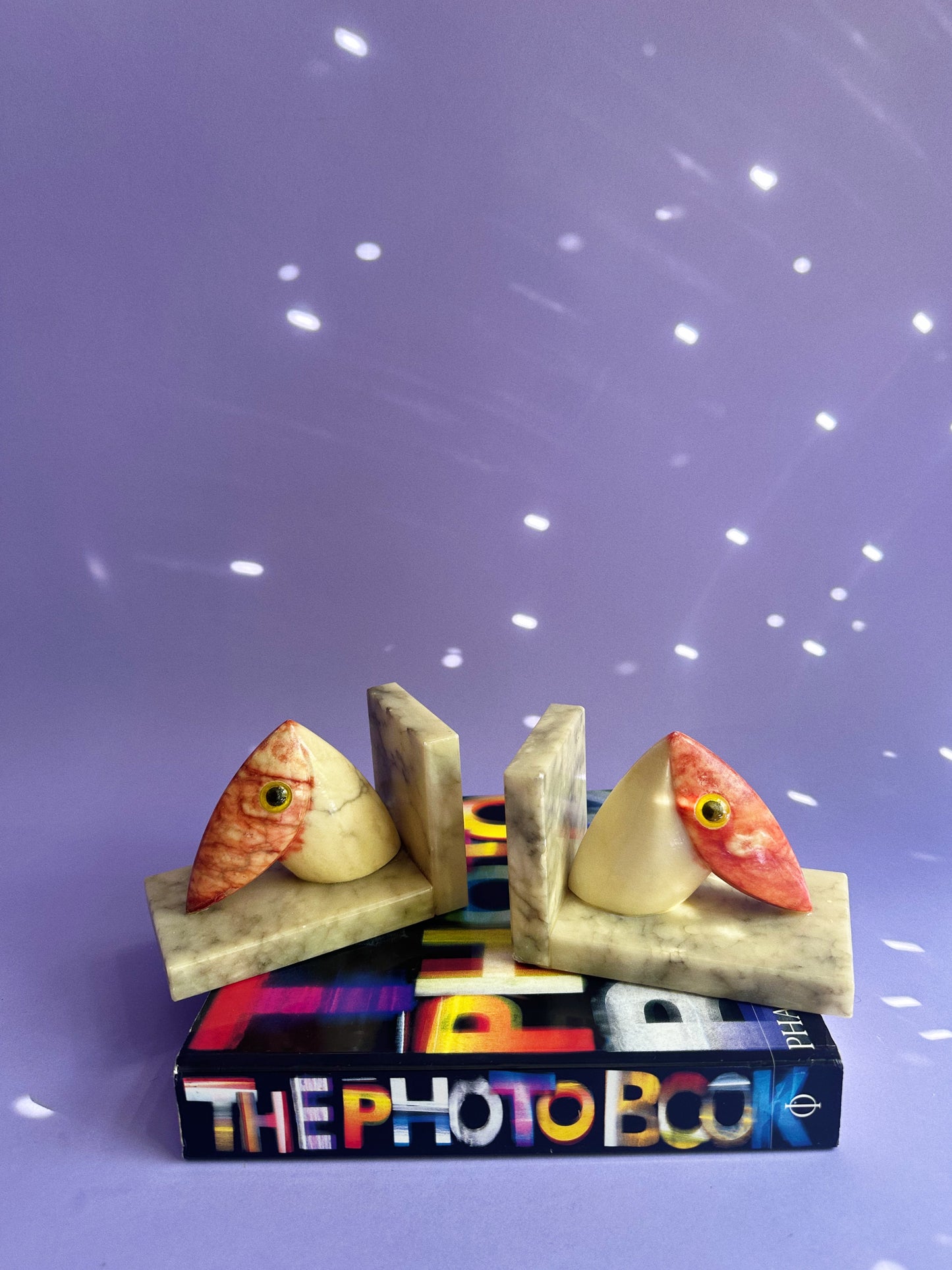 Vintage Genuine Alabaster Bird Book Ends Italy