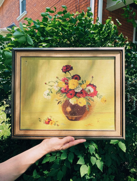 1960s Bouquet of Flowers Oil Painting