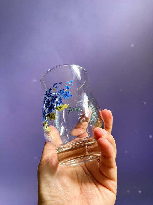 Vintage July Larkspur Flower Of The Month Glasz