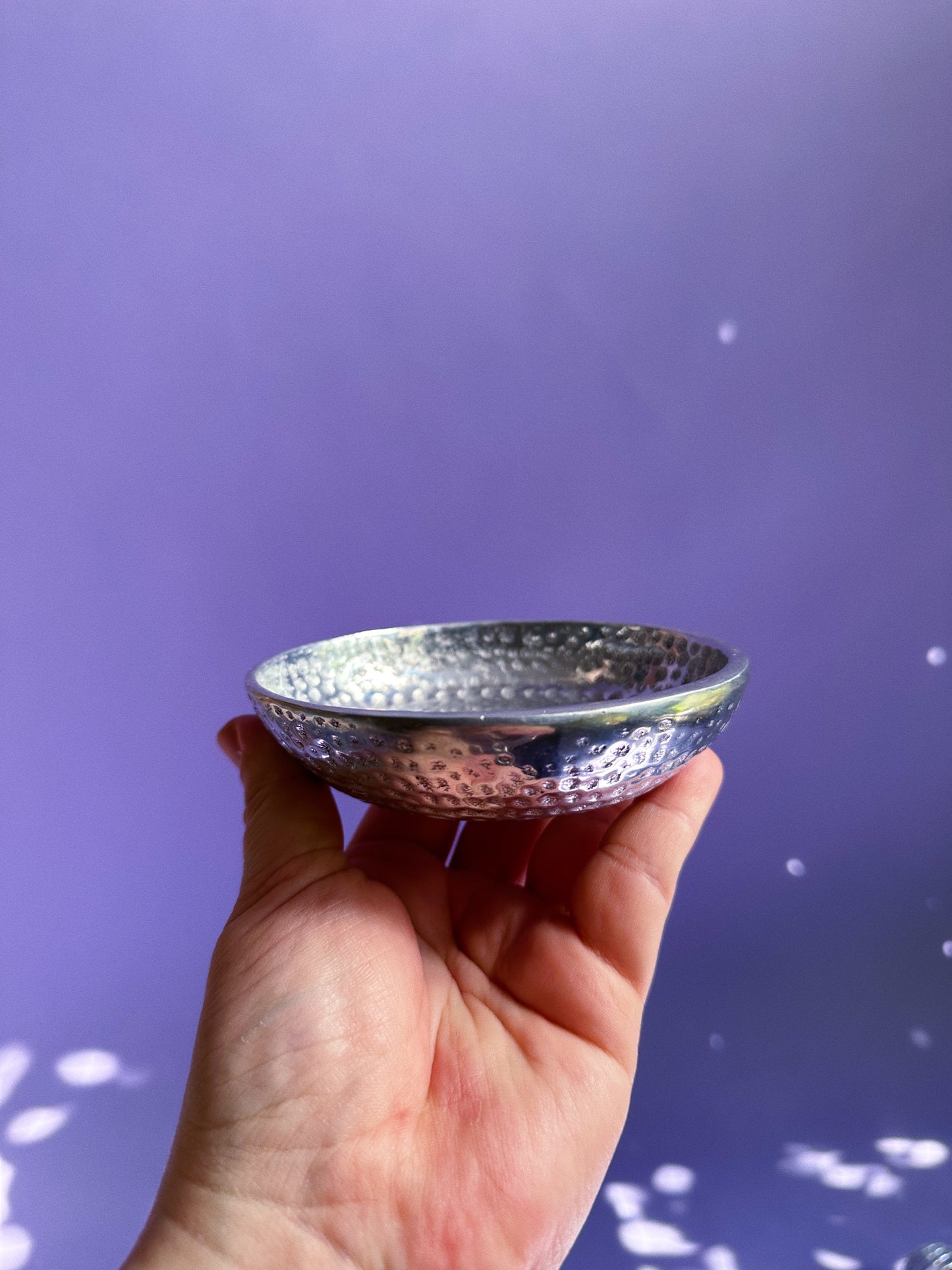 Vintage 80s Hammered Aluminum Catchall