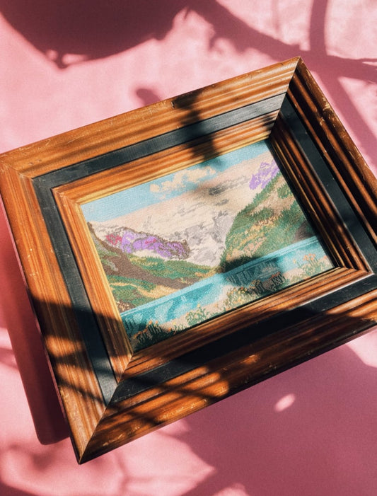 Sweet Vintage Wood Framed Cross Stitch