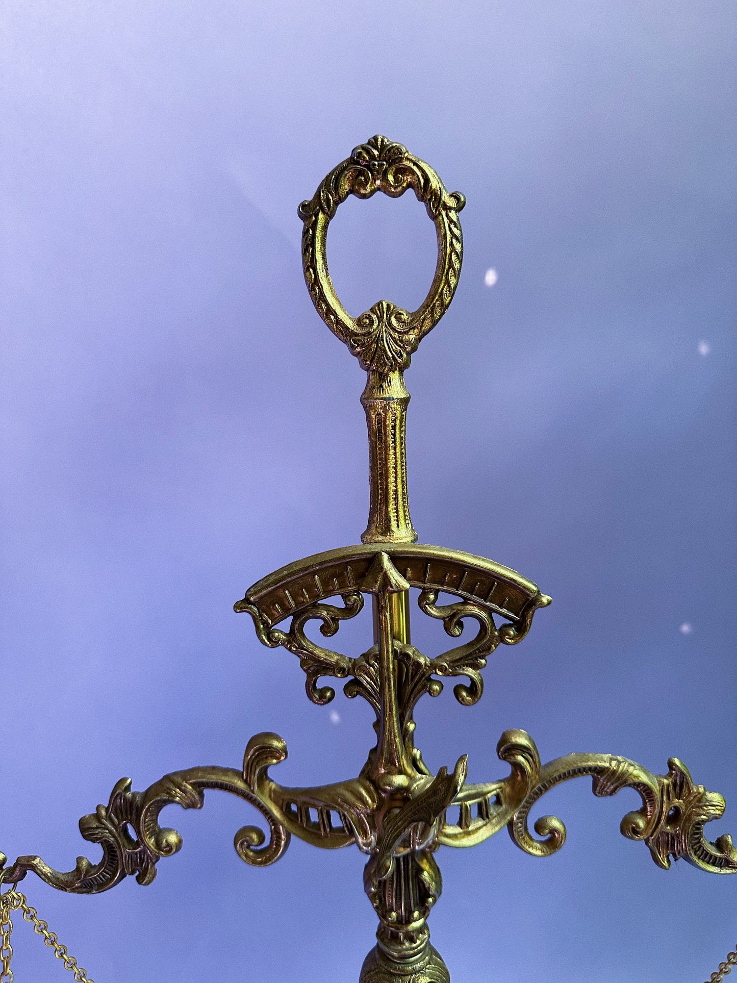 Vintage Large Brass Crystal Prisms Balance-Scales of Justice 24.5”H Cherub