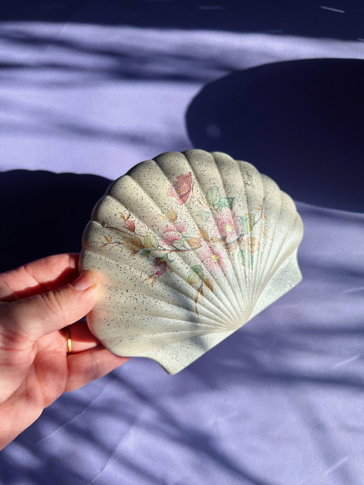 Handmade Shell Napkin Holder Berger Made in Italy Pink / Cream Sparkles