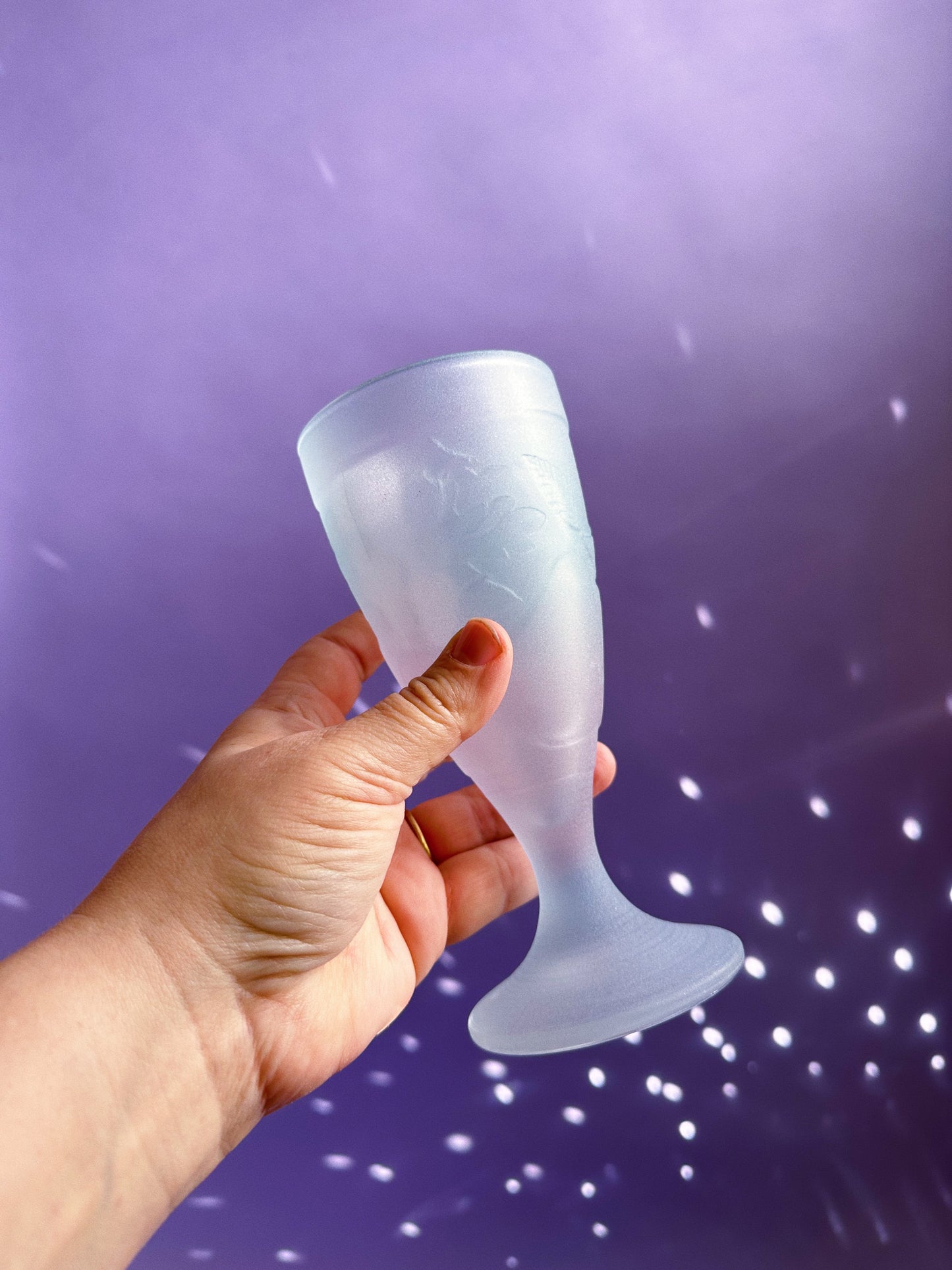 Luminarc Sundae Glasses Frosted Vintage Set (3) Cups Embossed Fruit Blue Purple