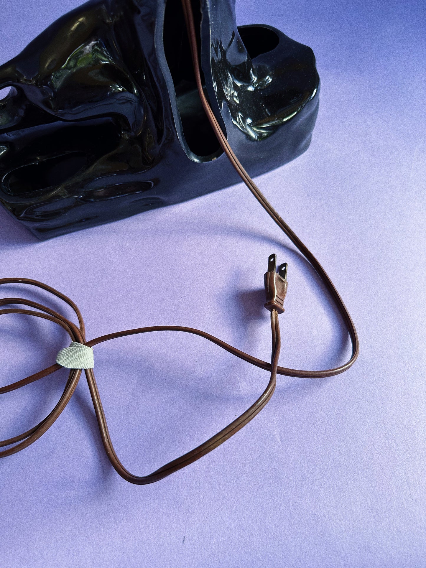 Vintage Mid-Century Modern Black Panther / Leopard TV Lamp w/ Fiberglass Shade