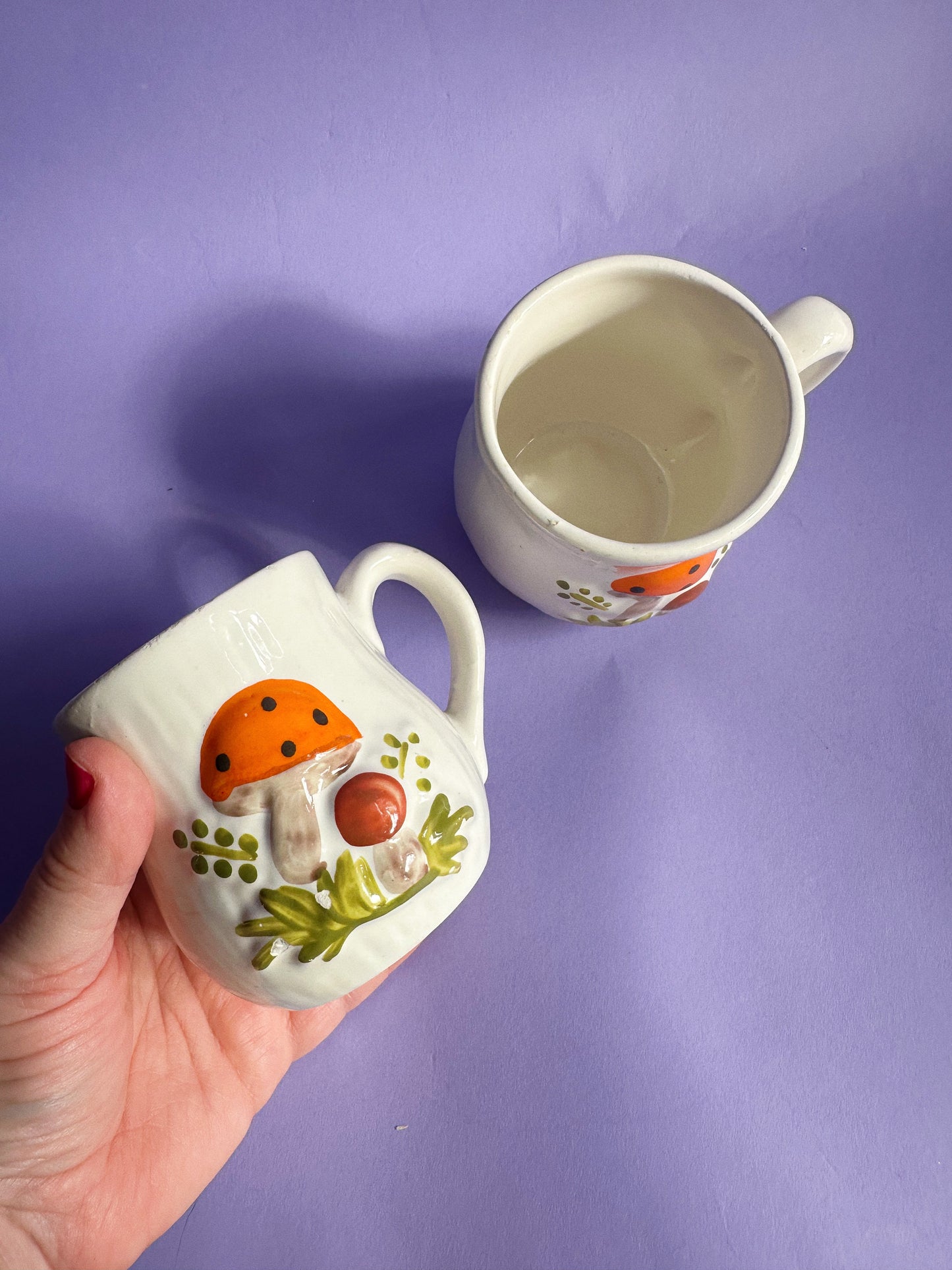 Vintage Pair of Merry Mushroom Coffee Mugs