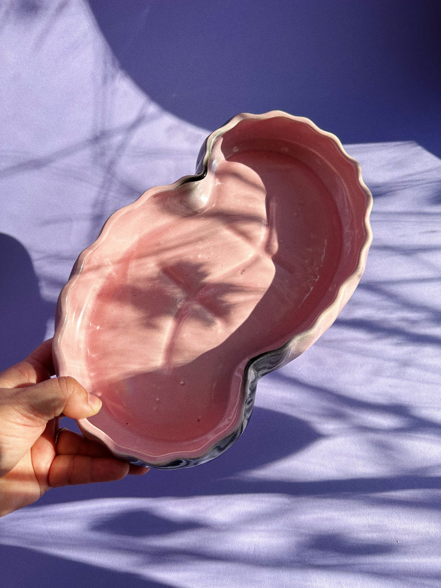 Vintage Beauceware 294 Pink Pottery Tray, Kidney Bean Wavy Ceramic Dish Planter