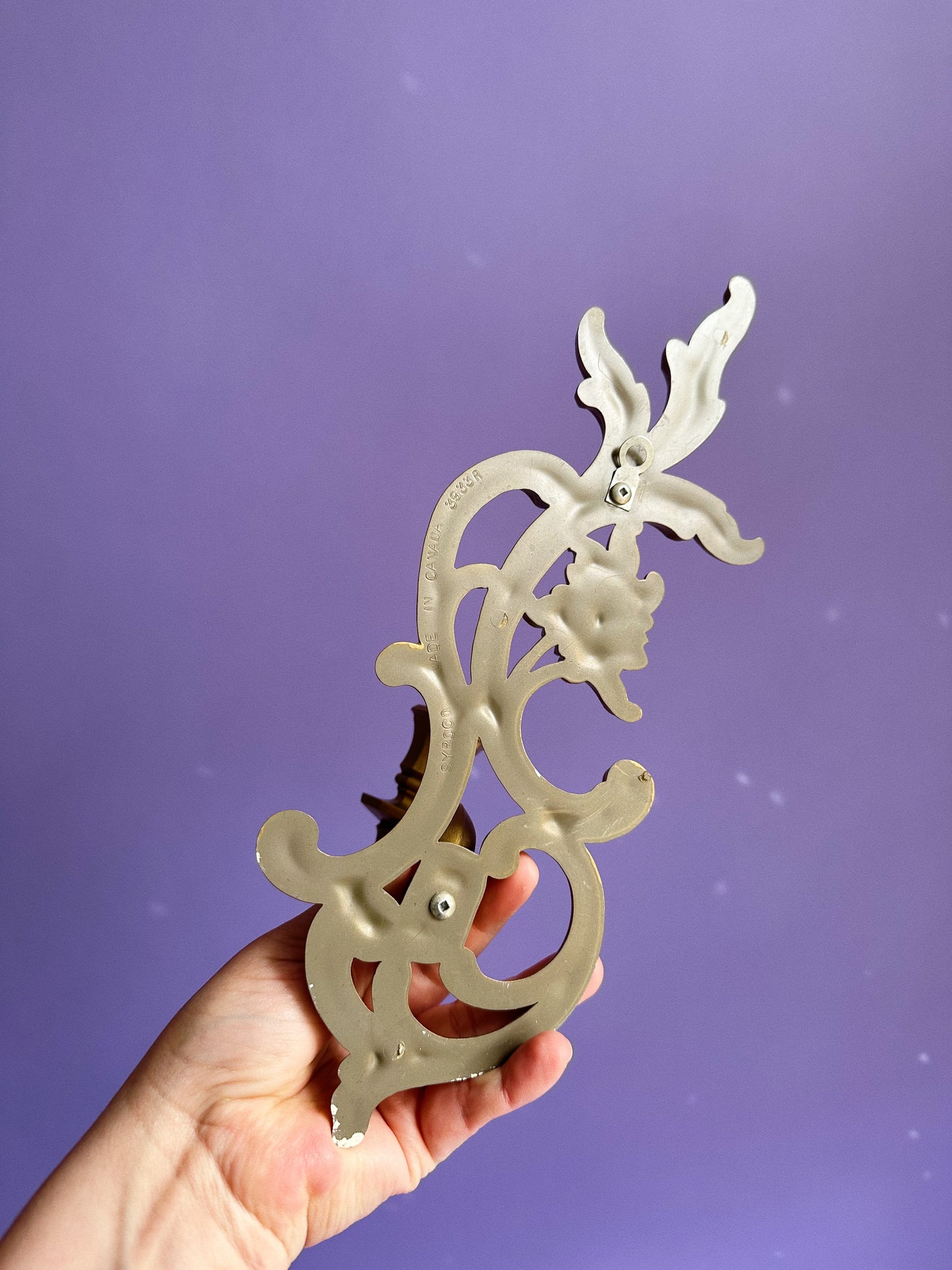 Vintage Gold Syroco Candle Wall Sconces