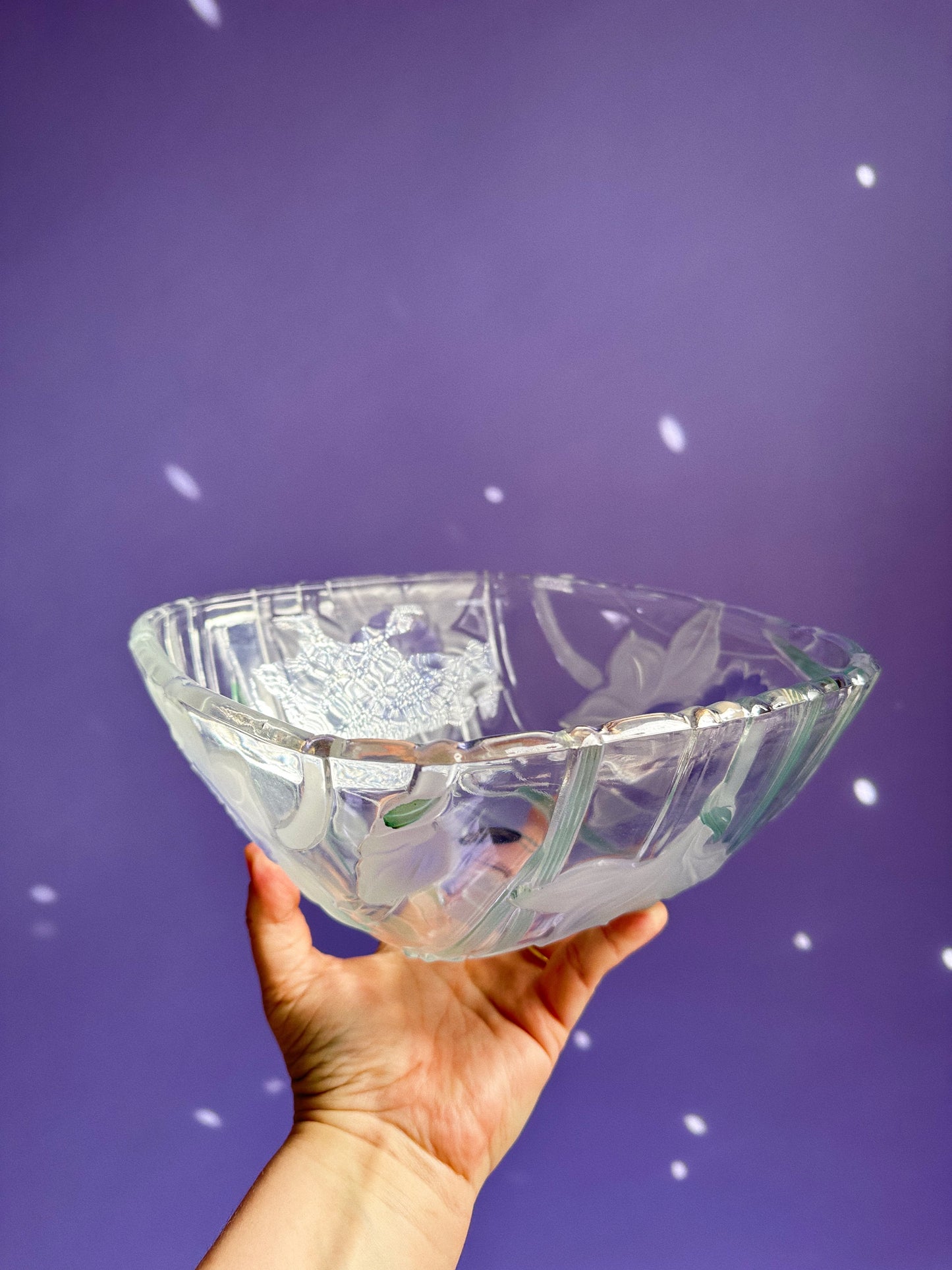 Vintage Crystal Clear Studios Purple Floral 5 Pc Bowl Set