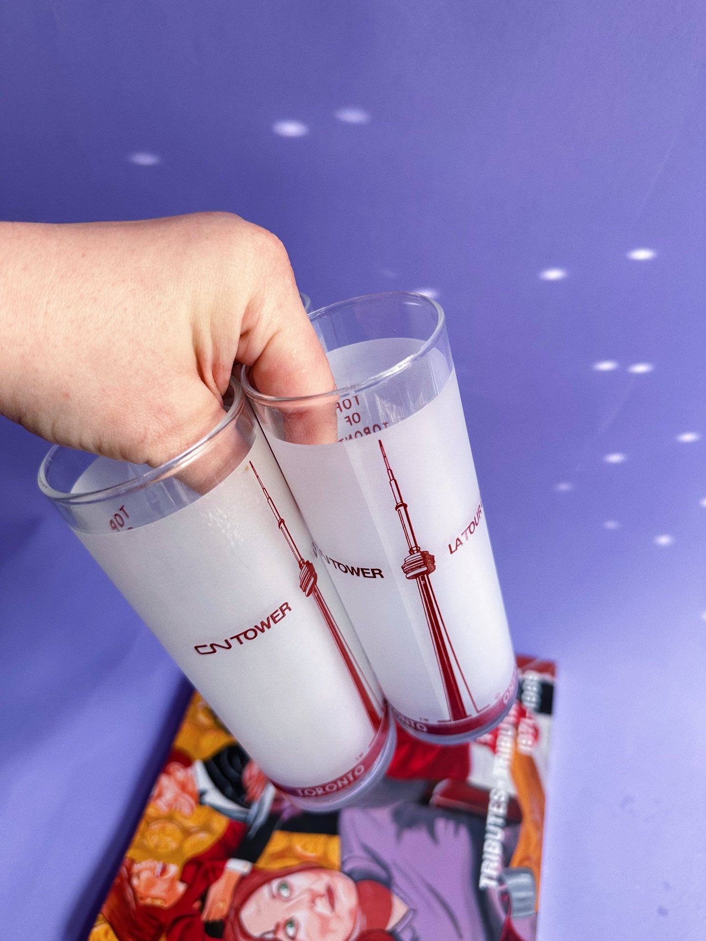 3 CN Tower Top Of Toronto High Ball Glasses Features "Heavens Above" Recipe