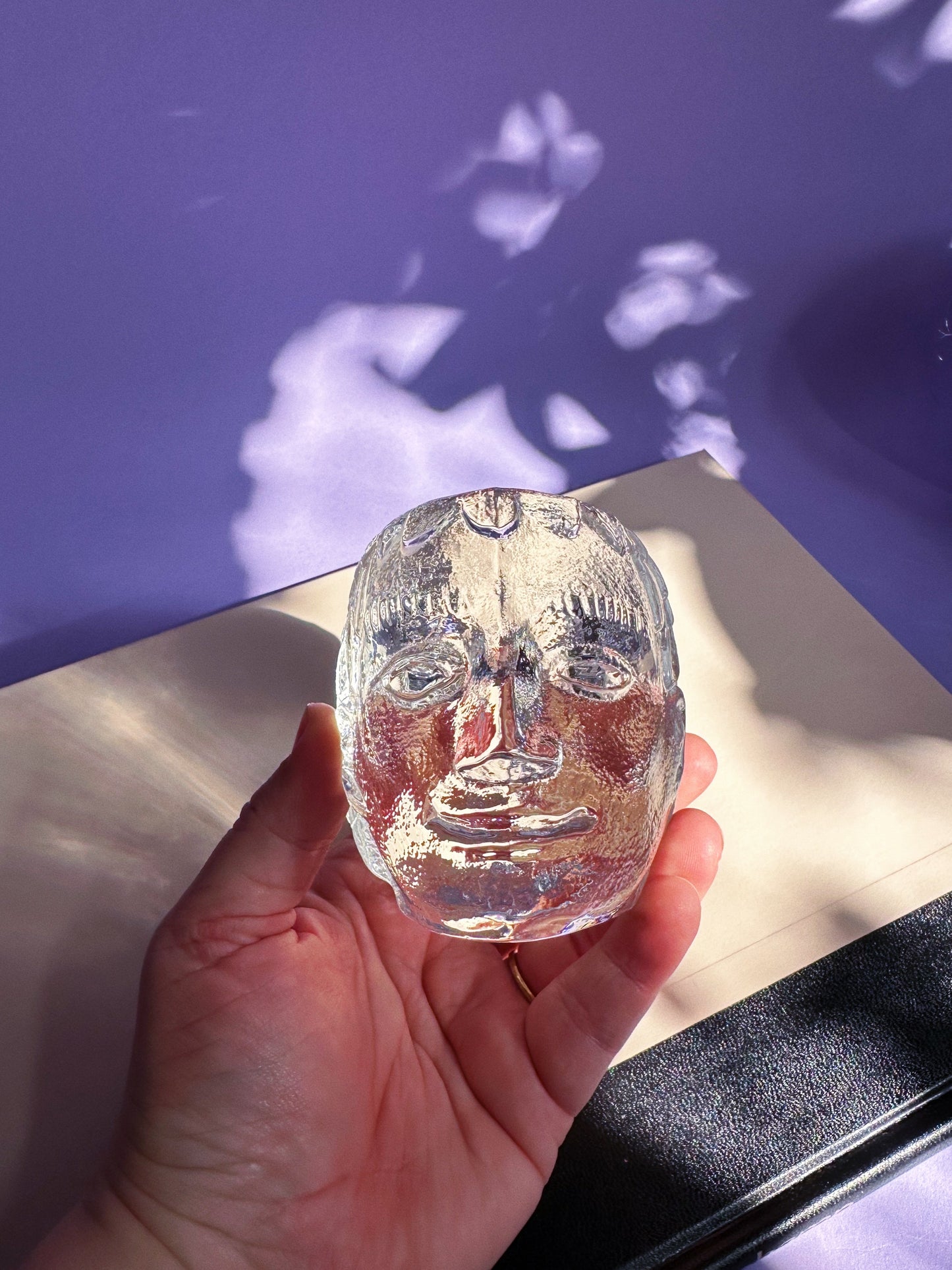 Vintage Kosta Boda Art Glass Head Candle Holder Designed by Bertil Vallien