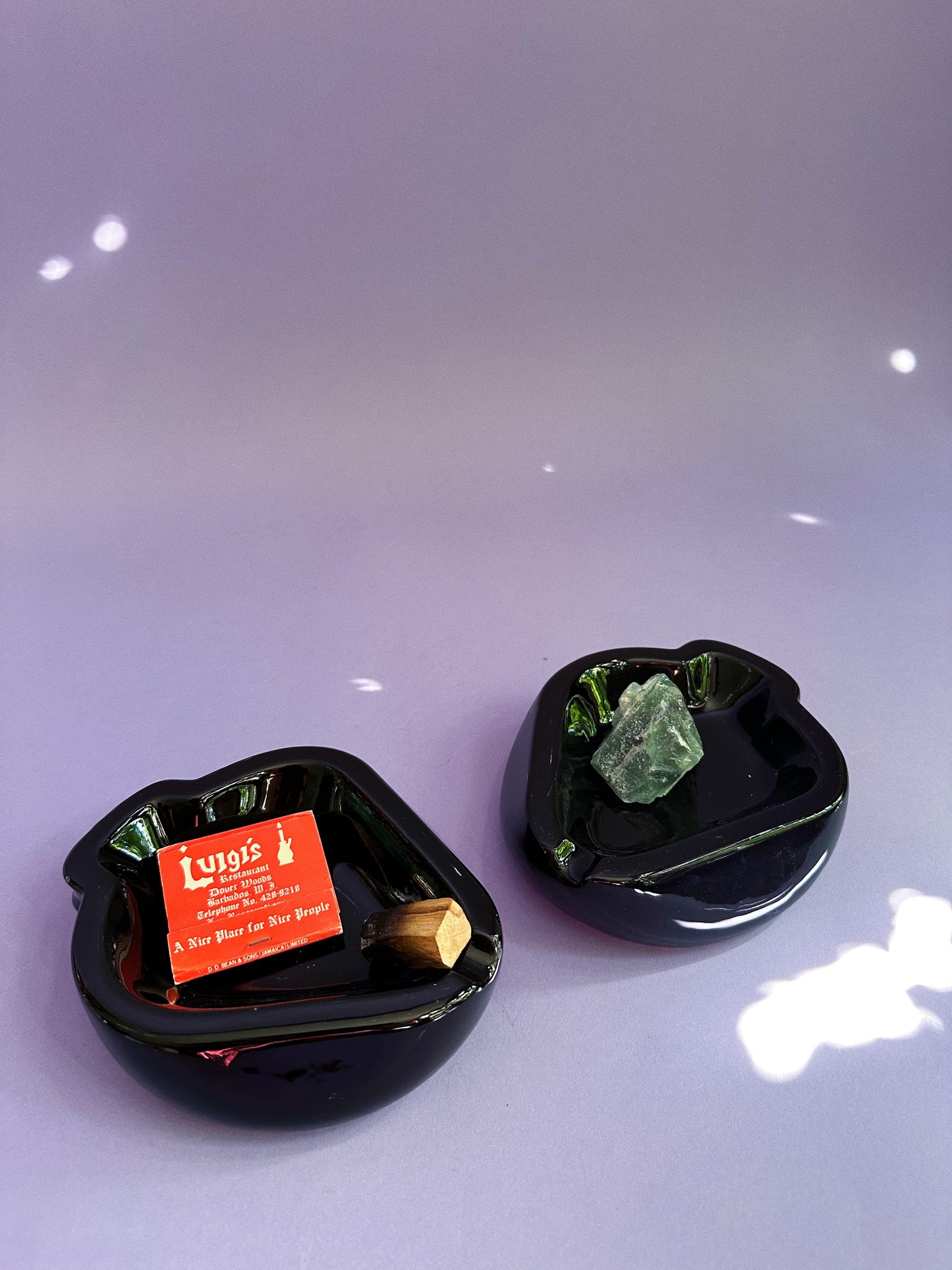 Vintage Black / Pink Ceramic Spade Post Modern Ashtrays