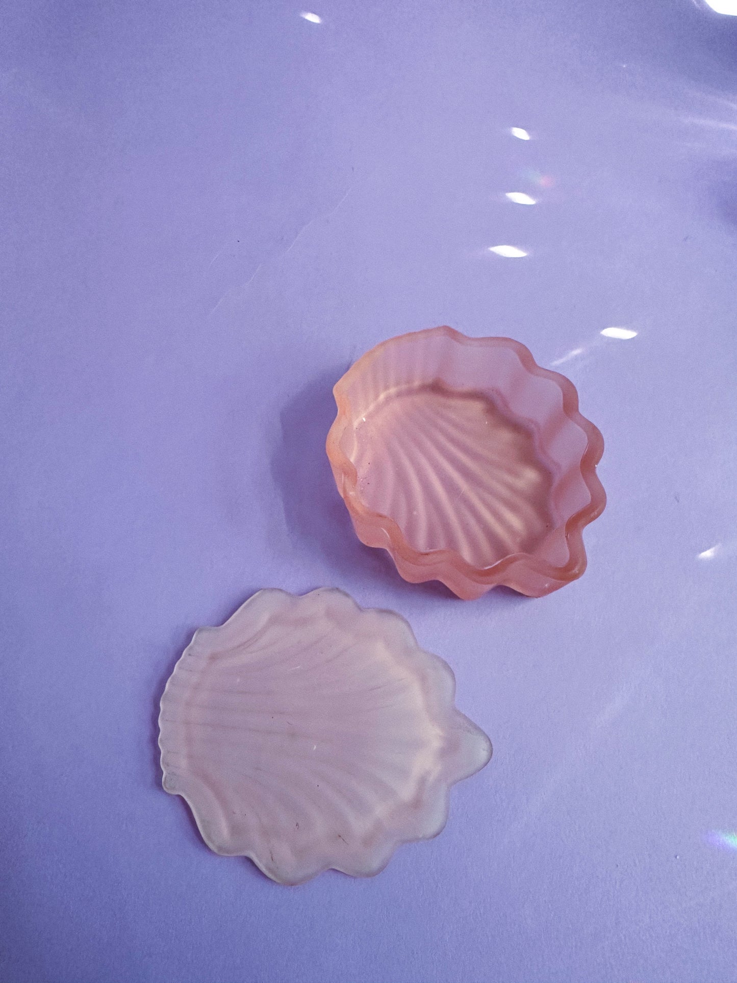 Vintage Frosted Pink Glass Lidded Seashell Trinket Dish