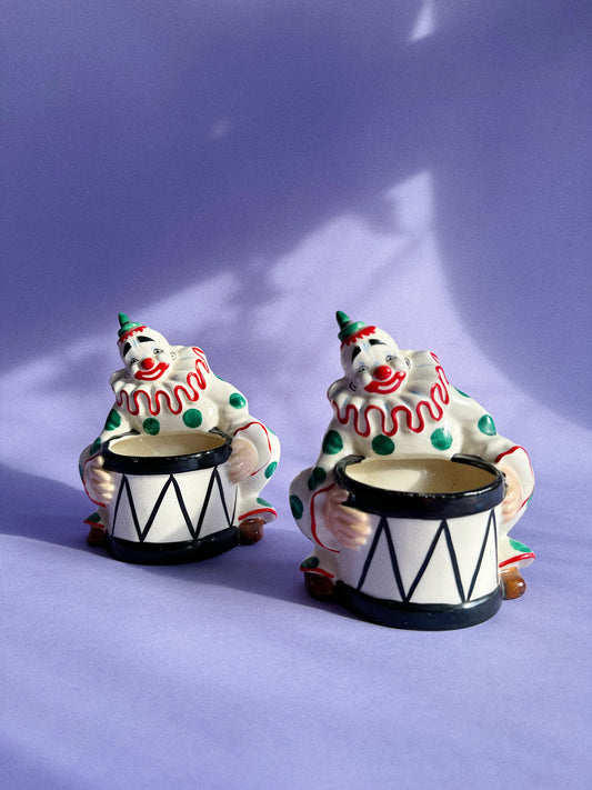 Vintage 1950s Ceramic Clown Wall Pockets
