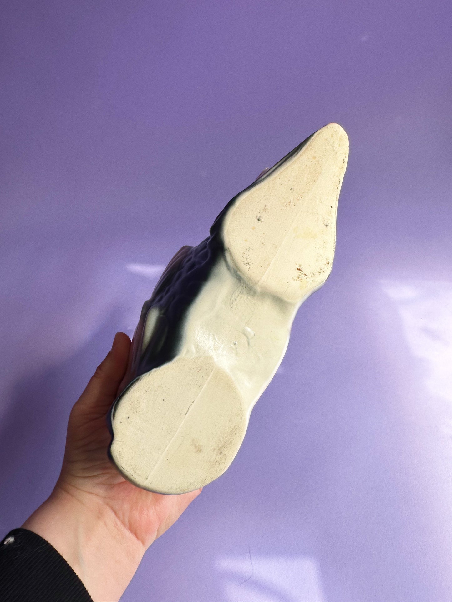 Angel Fish Wall Pocket Planter Black & Pink Vintage MCM Ceramic Pottery