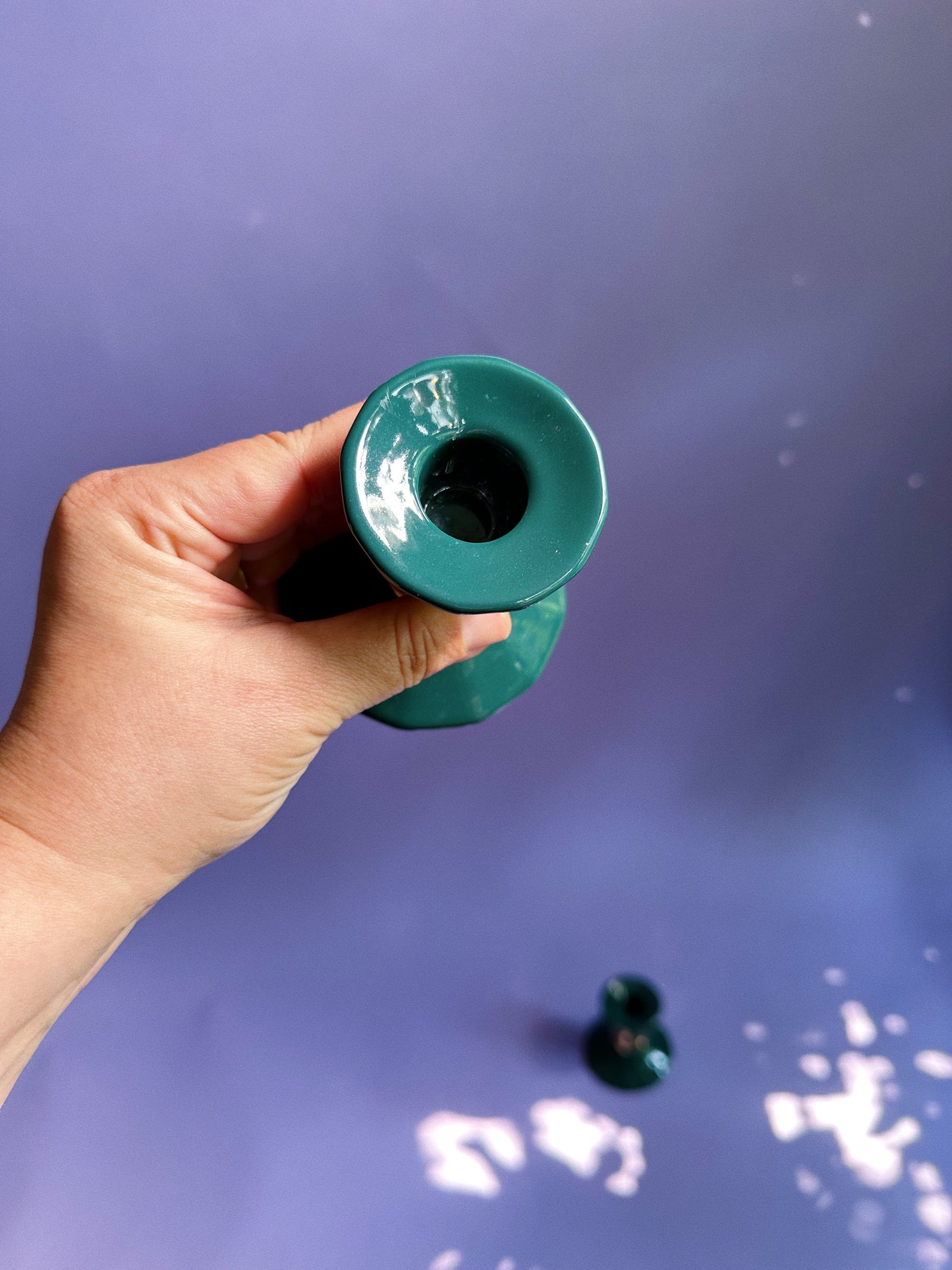 Vintage Ceramic Green Party Lite Candlesticks for Taper Candles