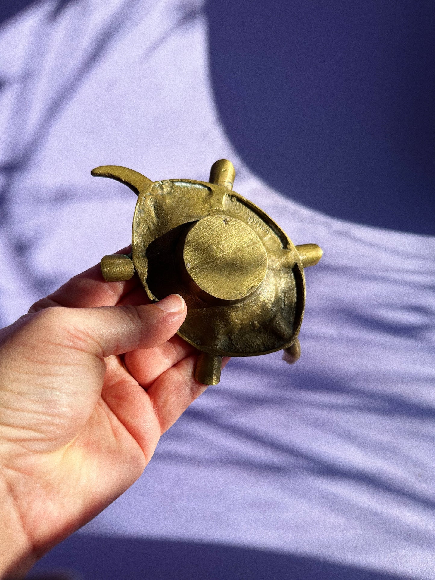 Vintage Brass Turtle on Back Ashtray