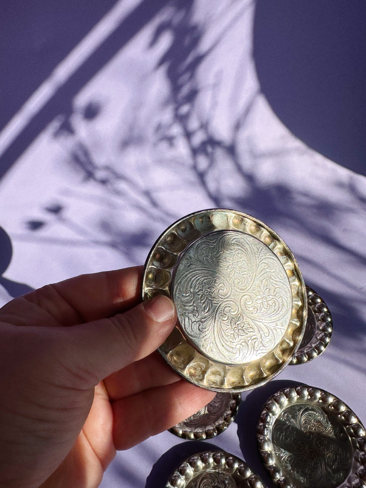 Vintage Rare Art Deco Lady Coasters Silverplated E.P. Copper 901 Set Of 6