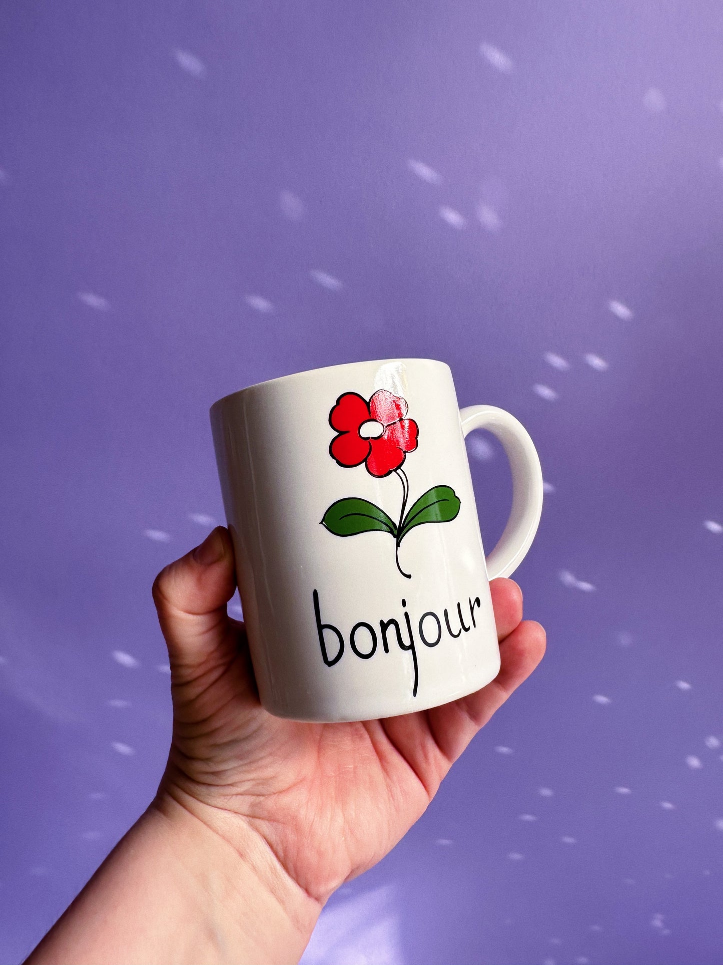 Vintage Bonjour Floral Coffee / Tea Mug Made in Japan