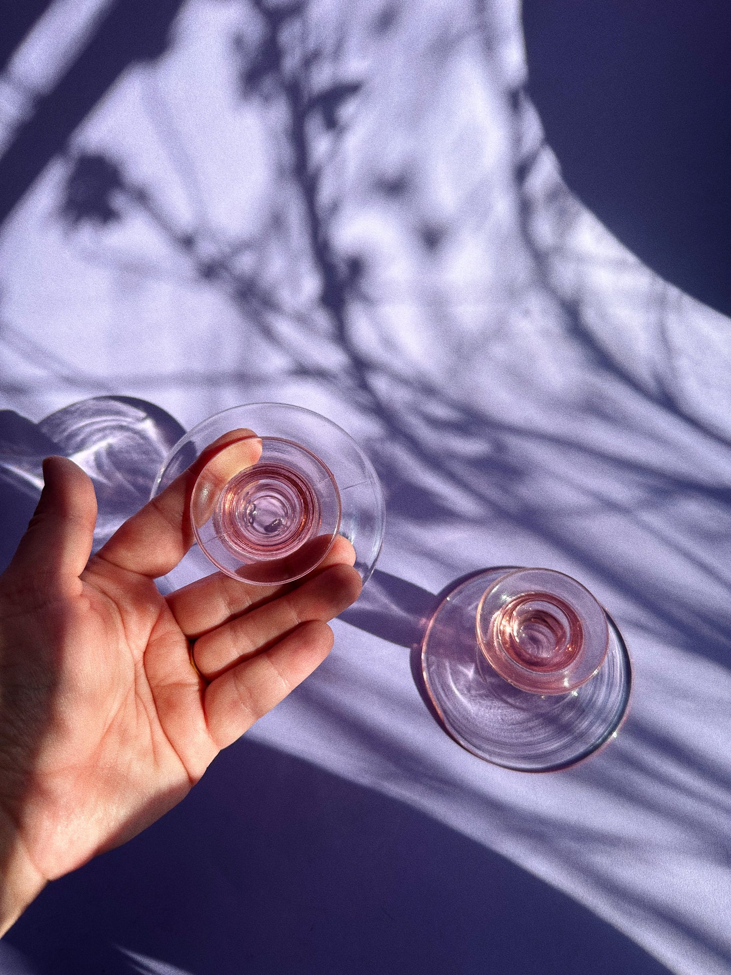 Vintage Pink Depression Glass Candlesticks