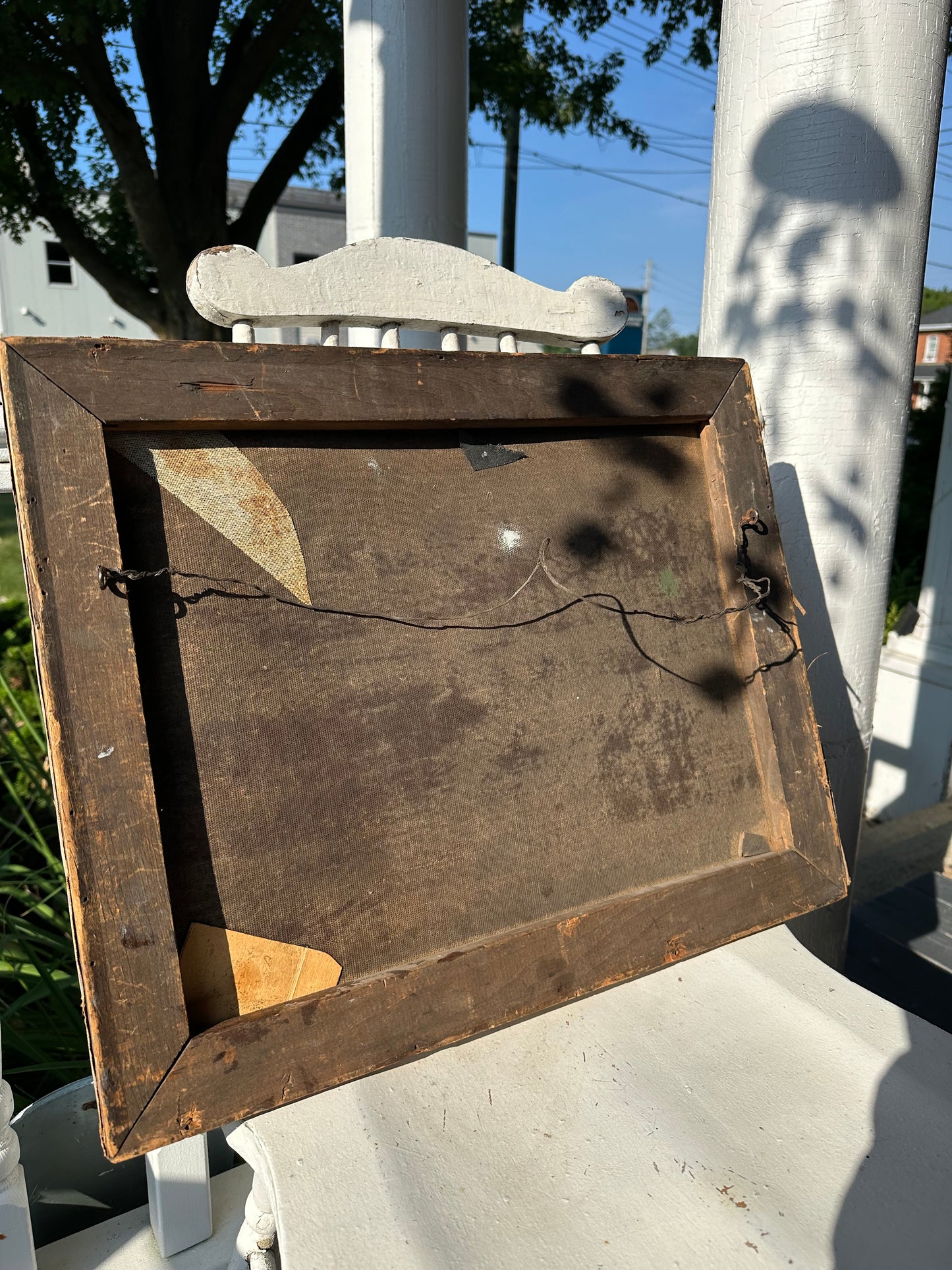 Victorian Oil-On-Canvas Young Lady By The Shore, Boat, Basket Flowers, Unframed