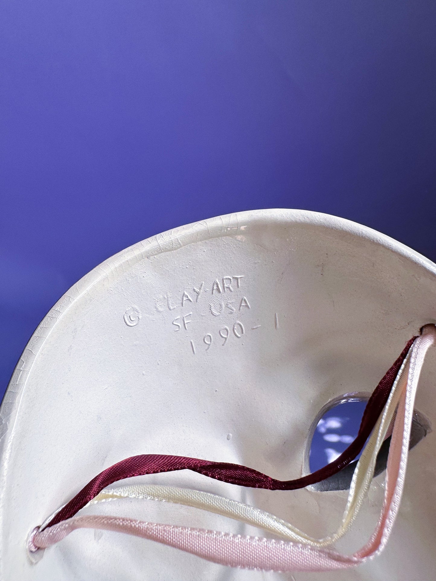 Vintage Clay Art SF Music Notes Ceramic Wall Mask 1990