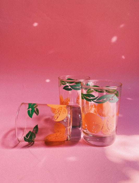 Vintage Anchor Hocking Orange Juice Glasses