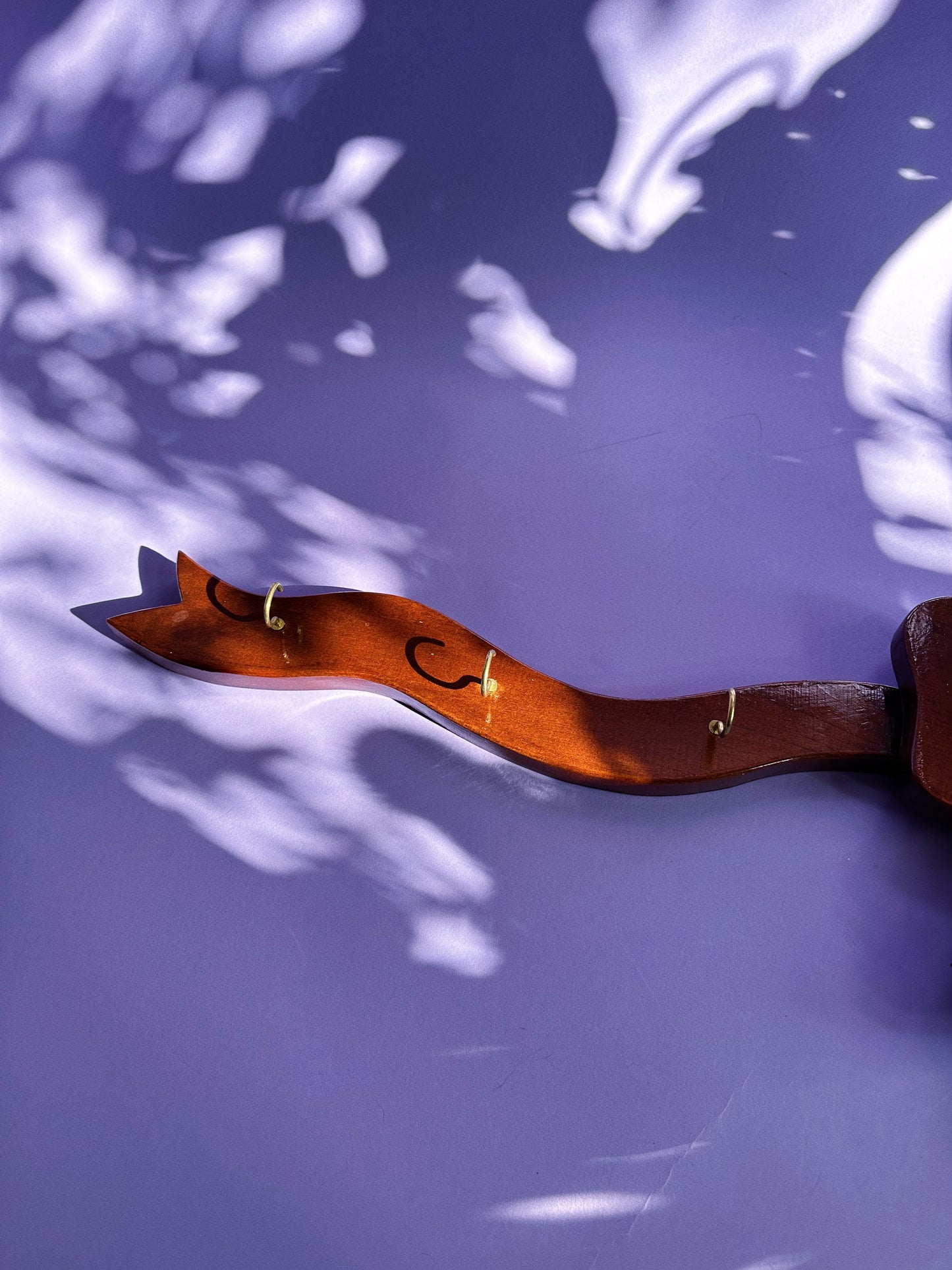 Vintage Handmade Large Wood Bow Wall Hanging For Scarves / Coats / Keys