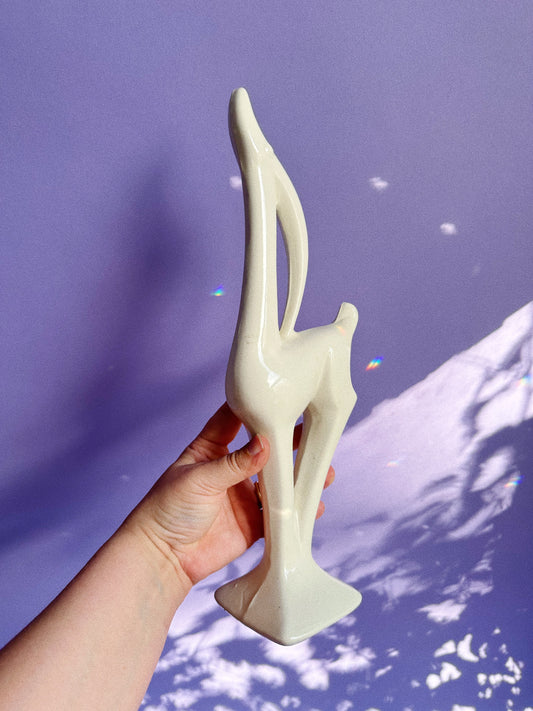 Vintage White Minimalist Post Modern Gazelle Statue