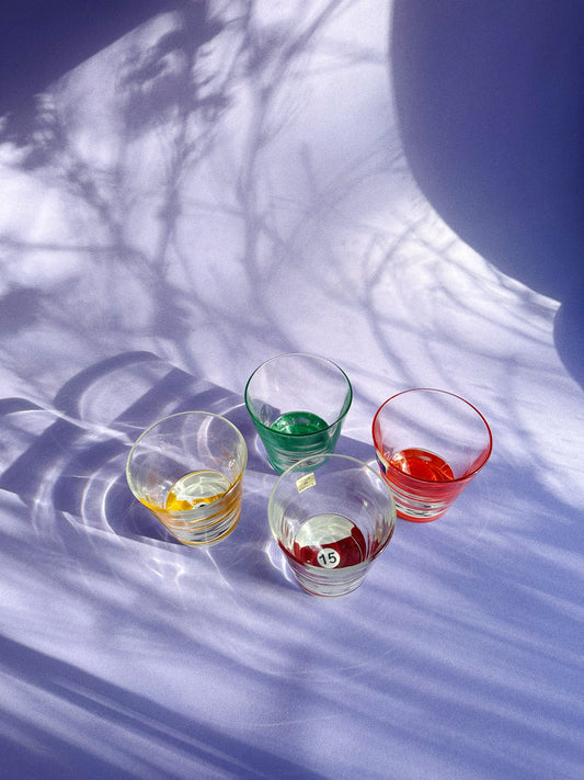 Set of 4 Vintage Luminarc France Billiard Lowball Glassware