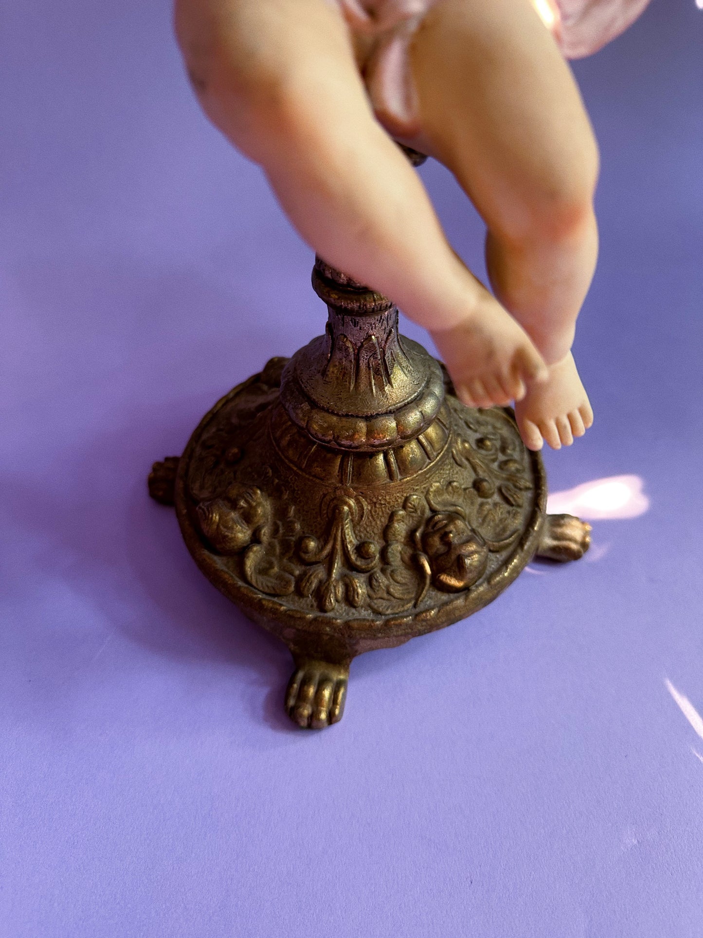 Vintage Large Brass Crystal Prisms Balance-Scales of Justice 24.5”H Cherub