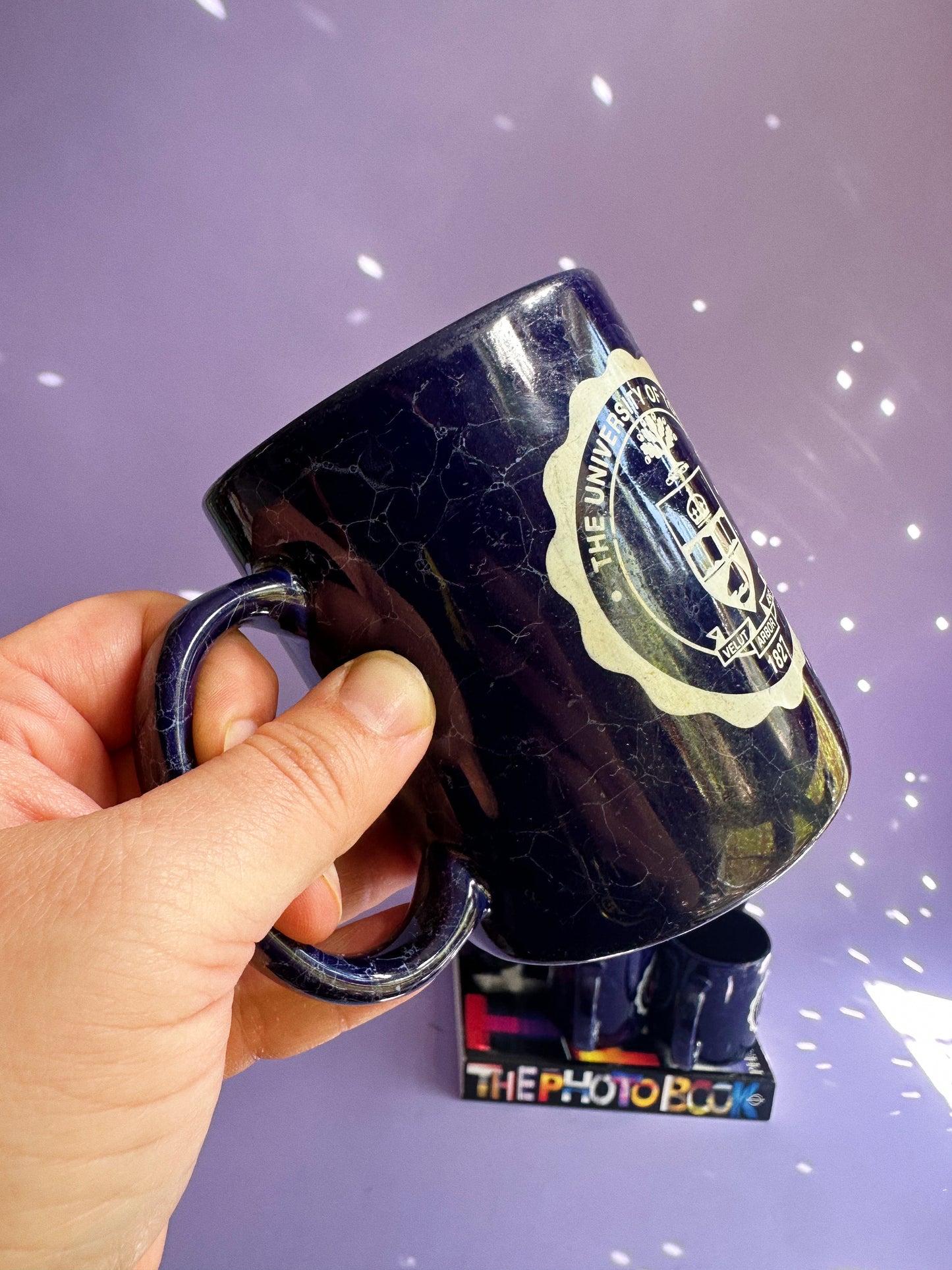 Vintage Navy Blue Ceramic U of T Coffee / Tea Mugs