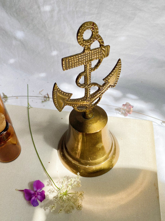 Large Vintage Anchor Solid Brass Hand Bell