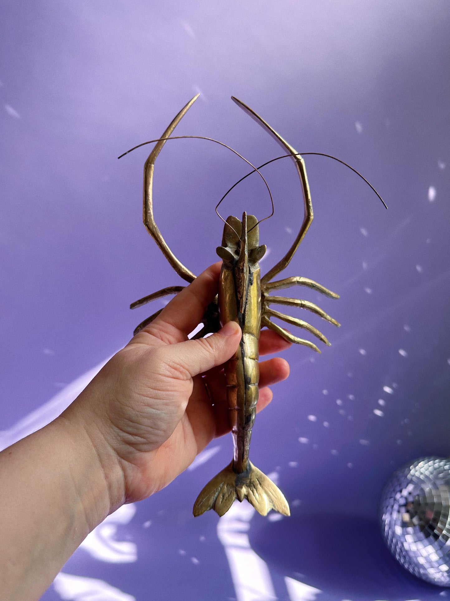 Vintage Brass 12" Shrimp Lobster Crawfish Sea Creature Wet Bug Langoustine