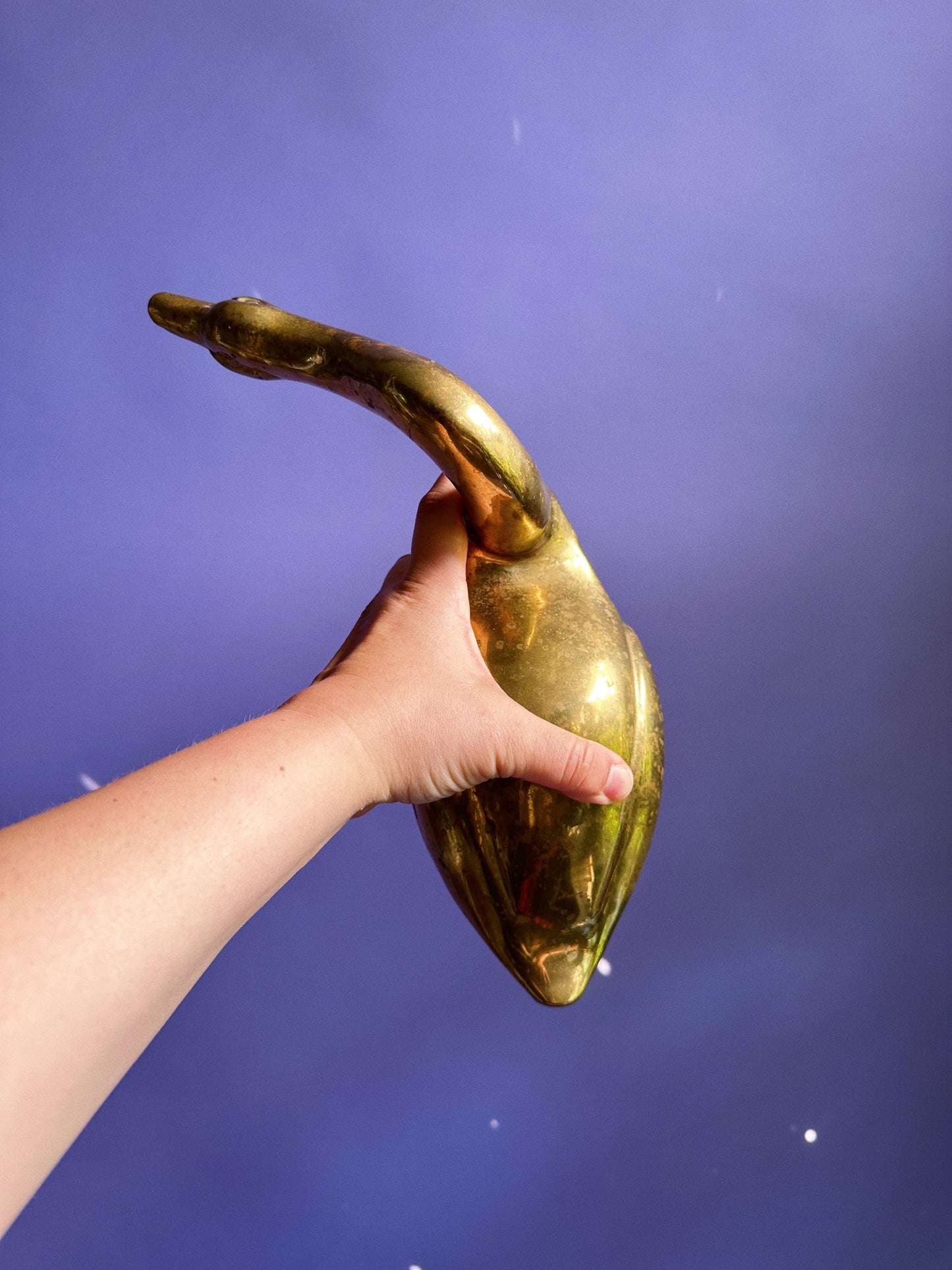 Vintage Pair of Solid Brass Geese Swan Mid Century Brass Intertwined Sculptures