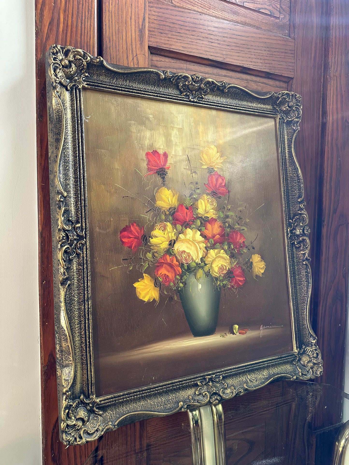 Beautiful Signed Vintage Still Life Original Oil on Canvas Bouquet Of Flowers
