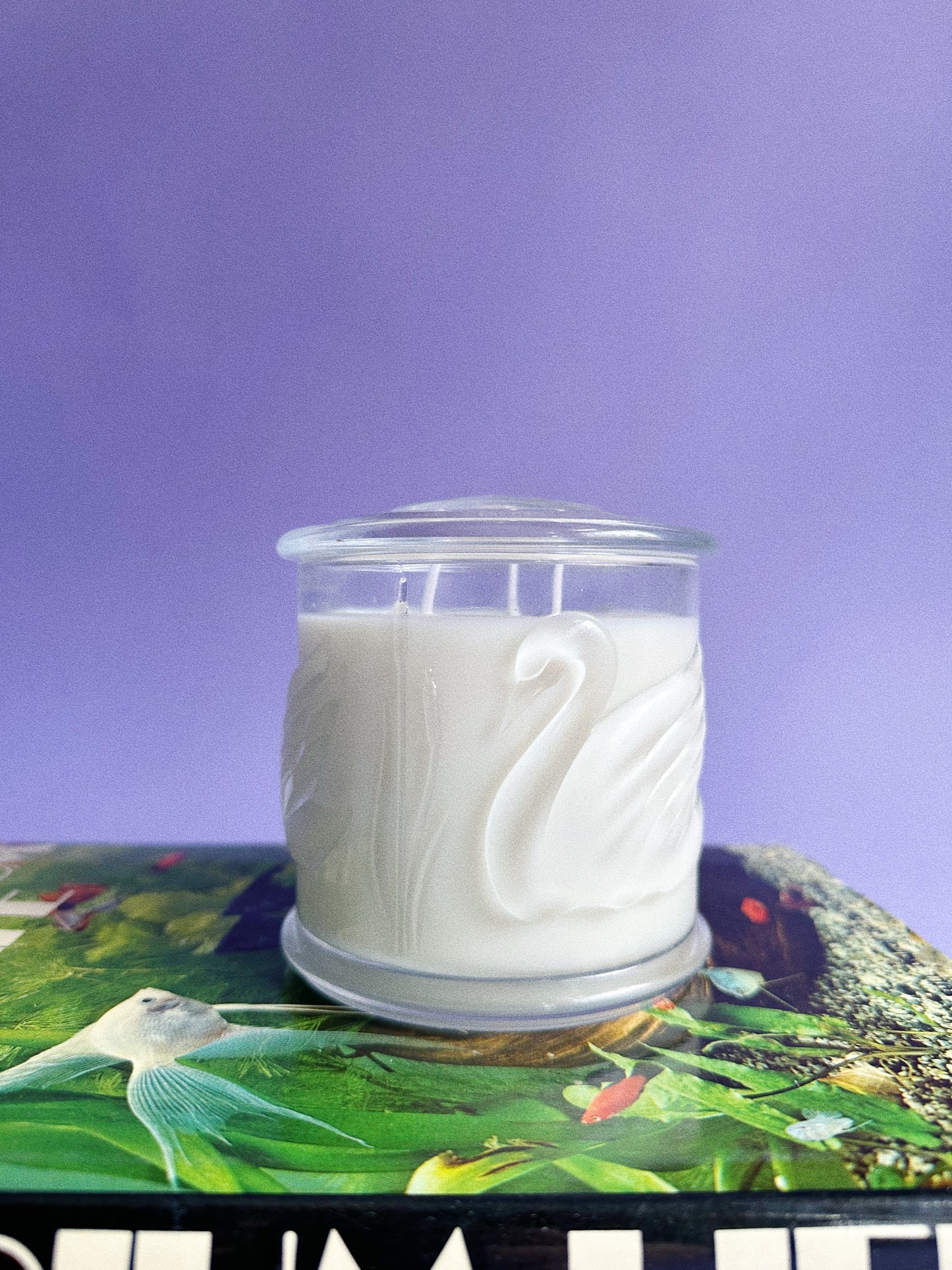 Vanilla Mint & Lavender Candle in a Vintage Swan Gloria Vanderbilt Lidded Glass Jar